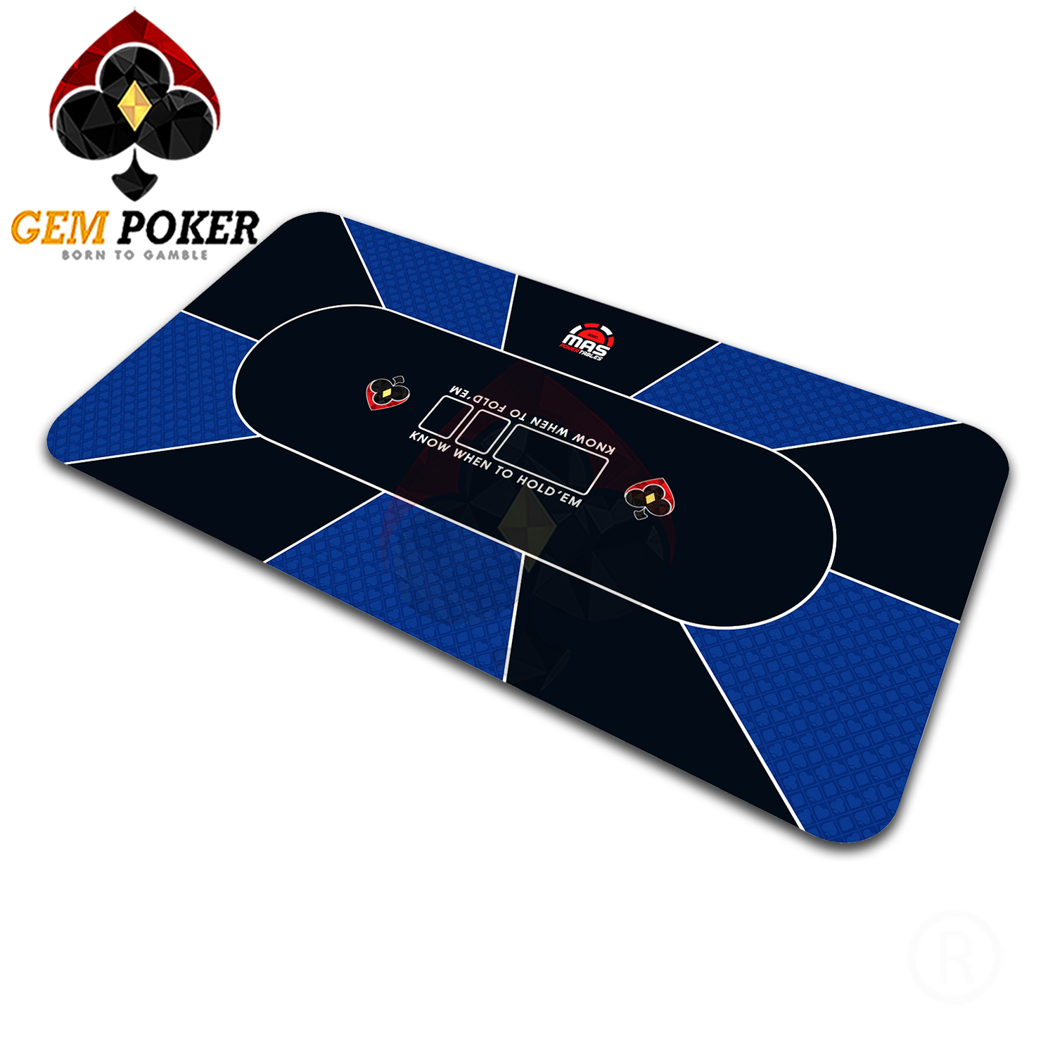 POKER RUBBER MAT TEXAS HOLD'EM - GEM BLUE