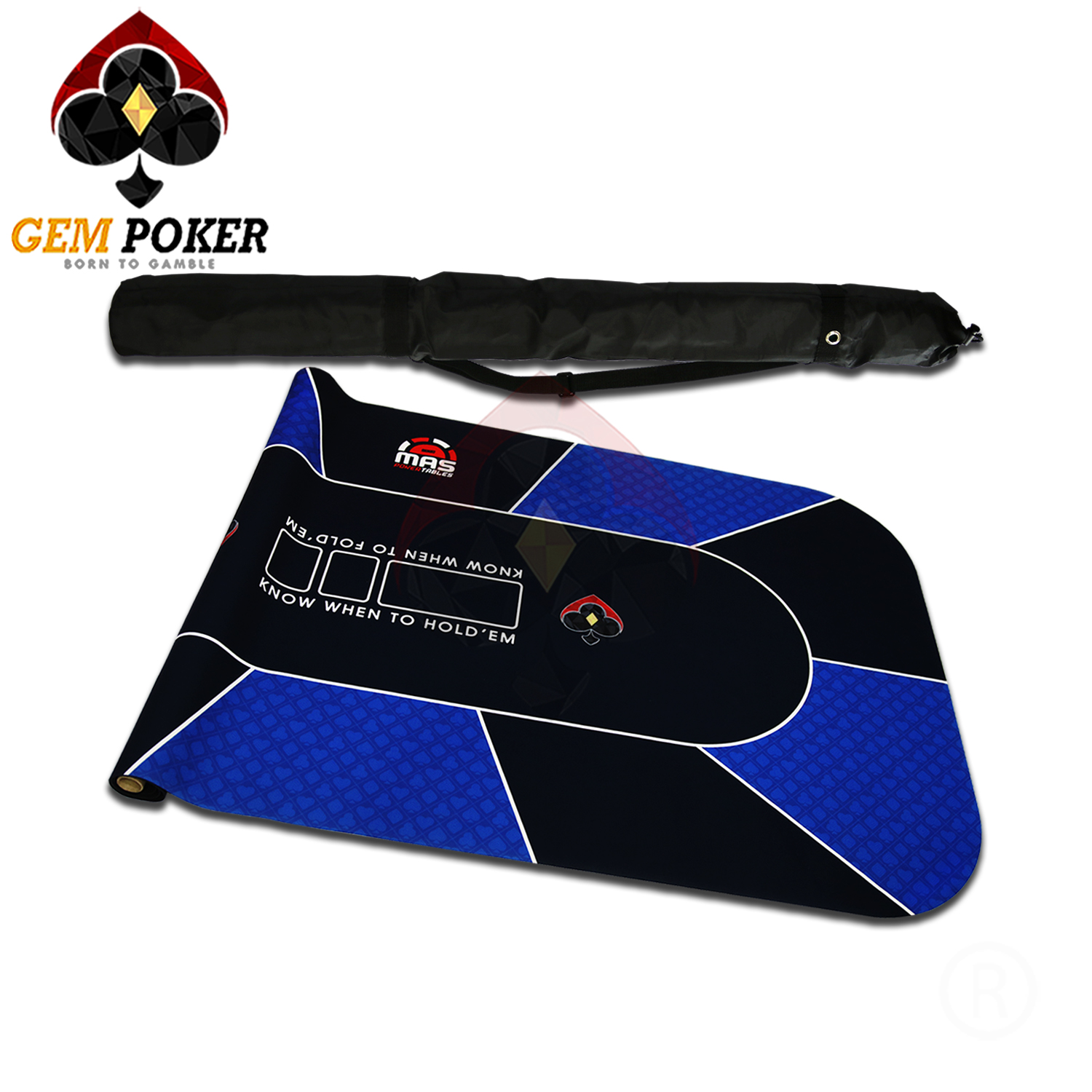 POKER RUBBER MAT TEXAS HOLD'EM - GEM BLUE