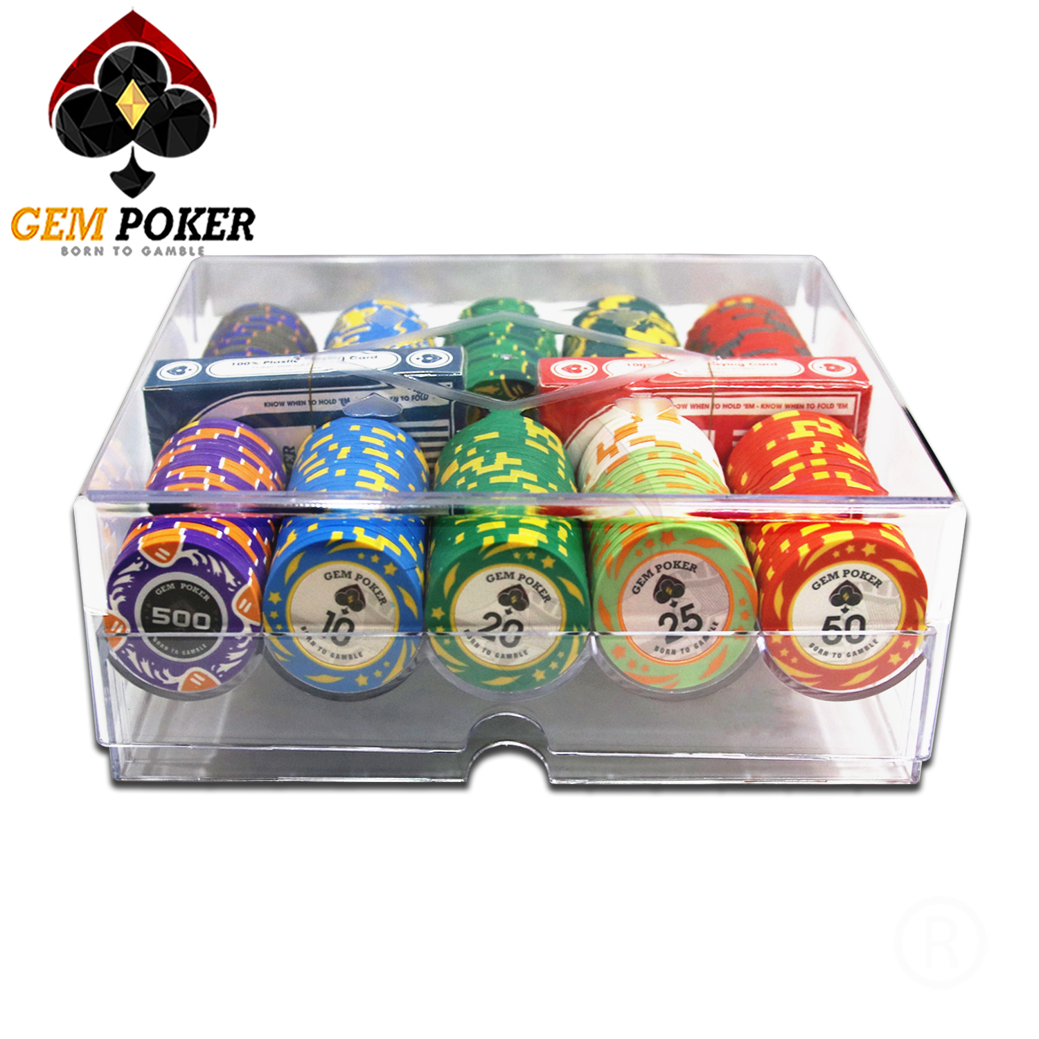 TRAY 200 POKER CHIP WITH LID