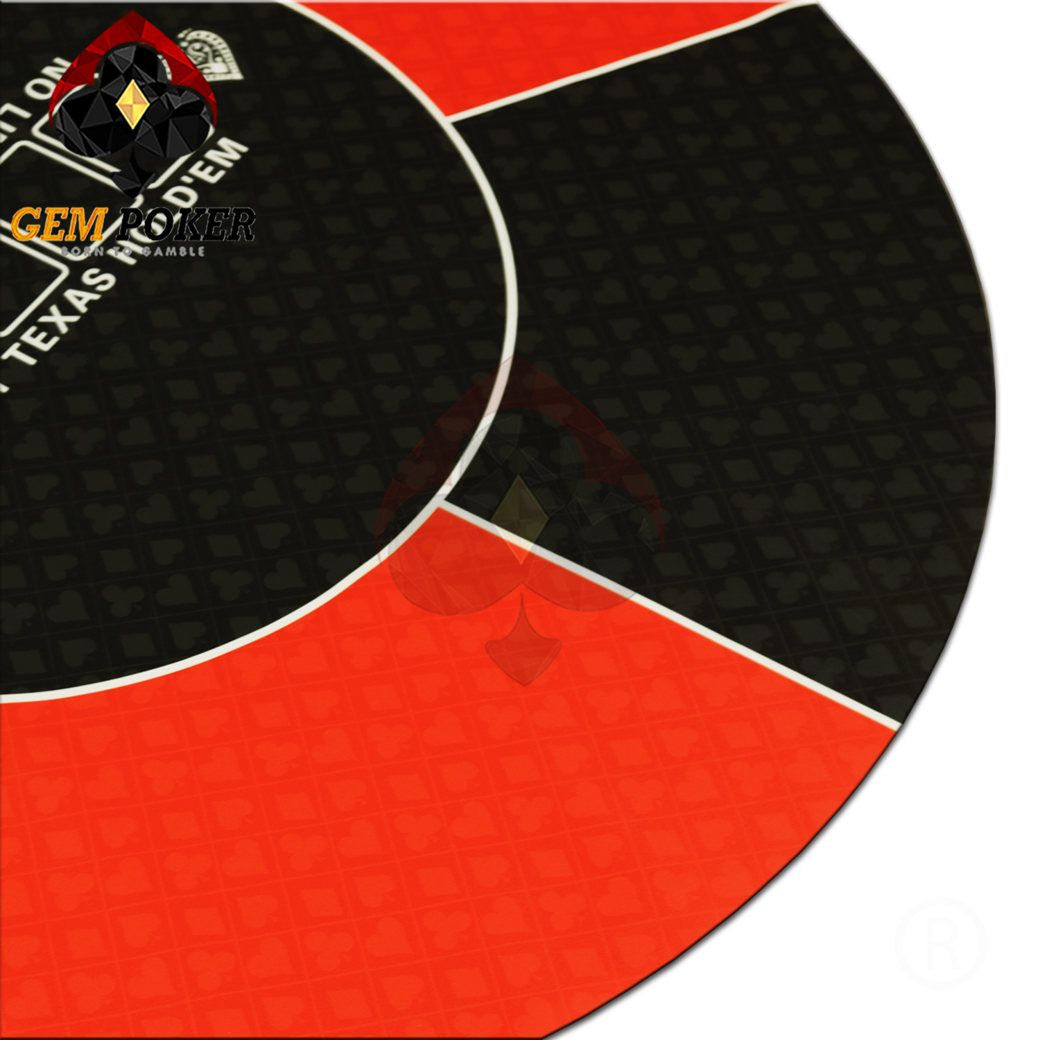 ROUND TEXAS POKER MAT RUBBER RED