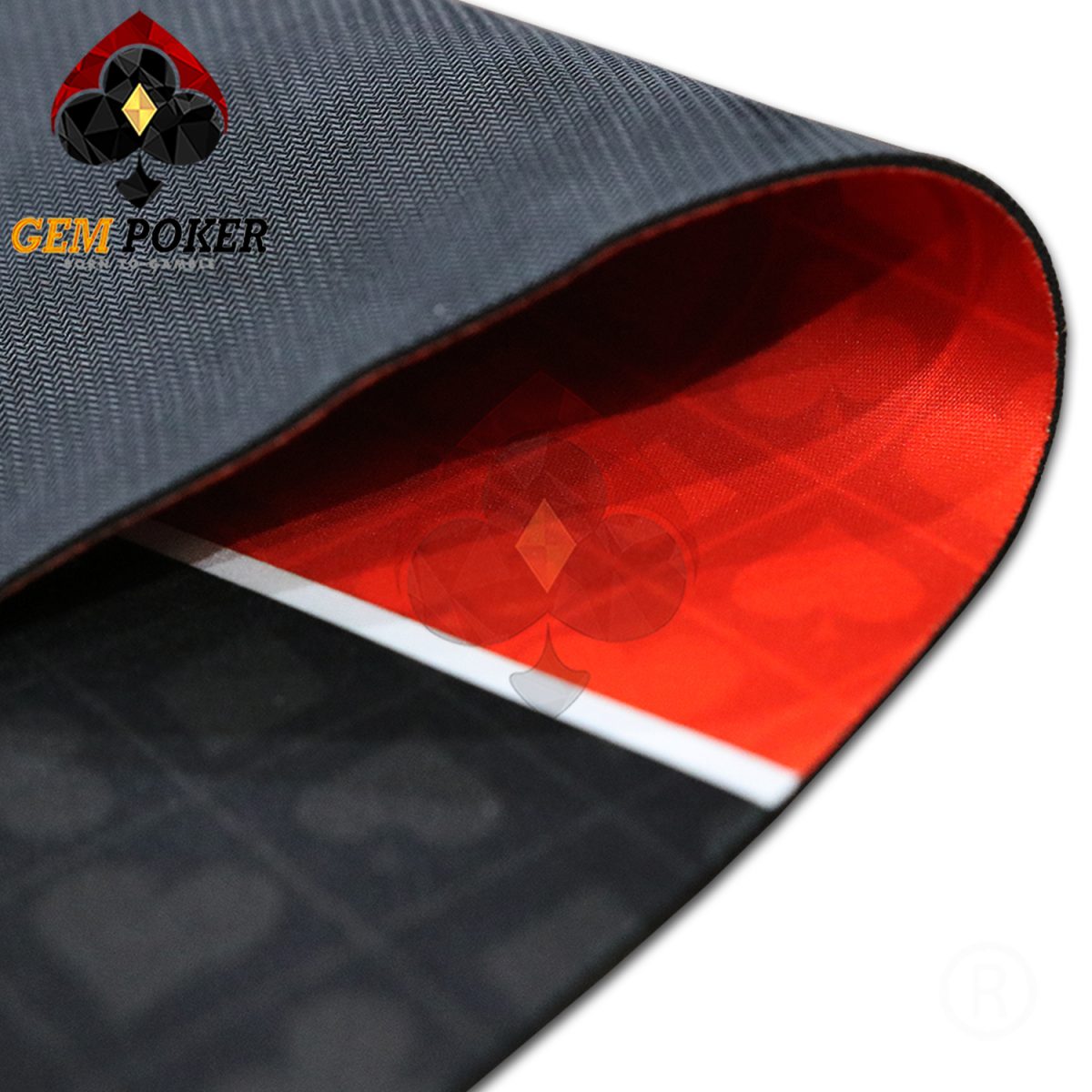 ROUND TEXAS POKER MAT RUBBER RED