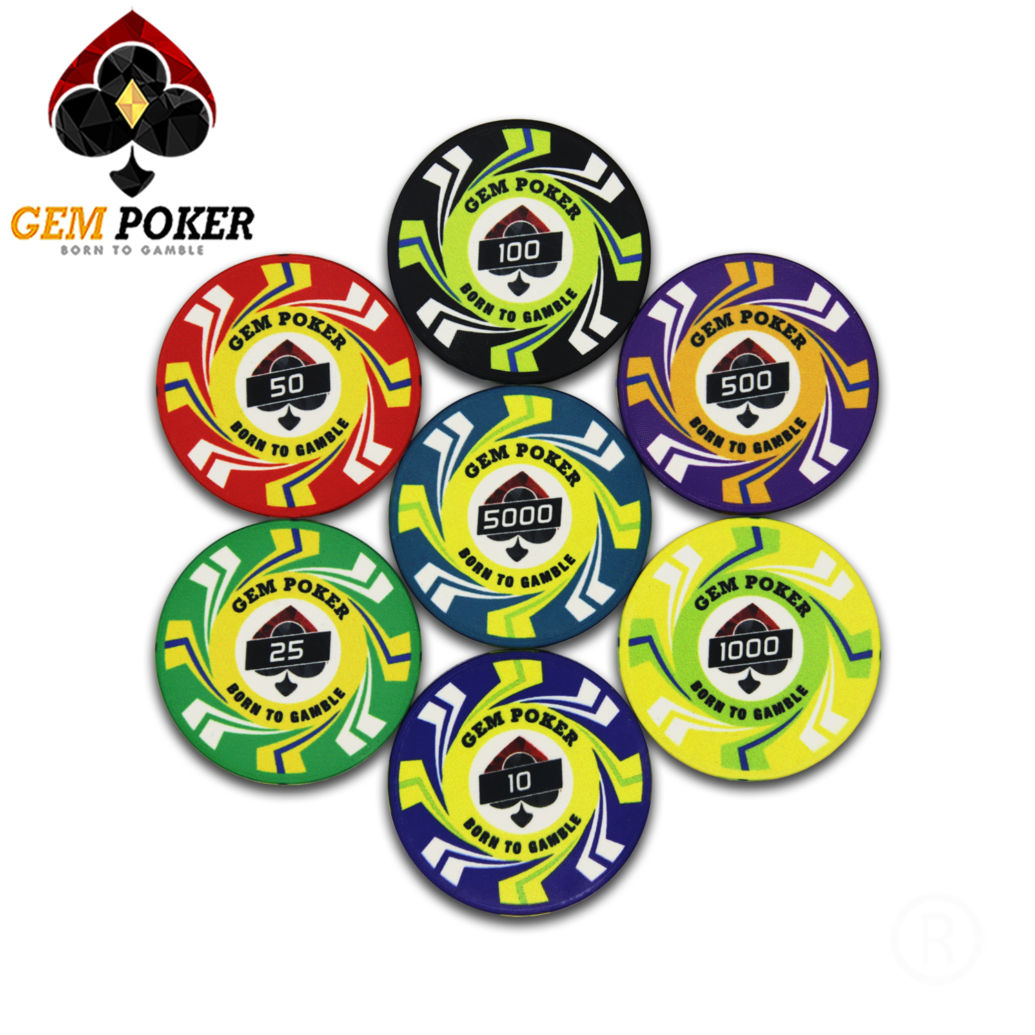 VALI 500 CHIP POKER SỨ CERAMIC TYPHOON CAO CẤP