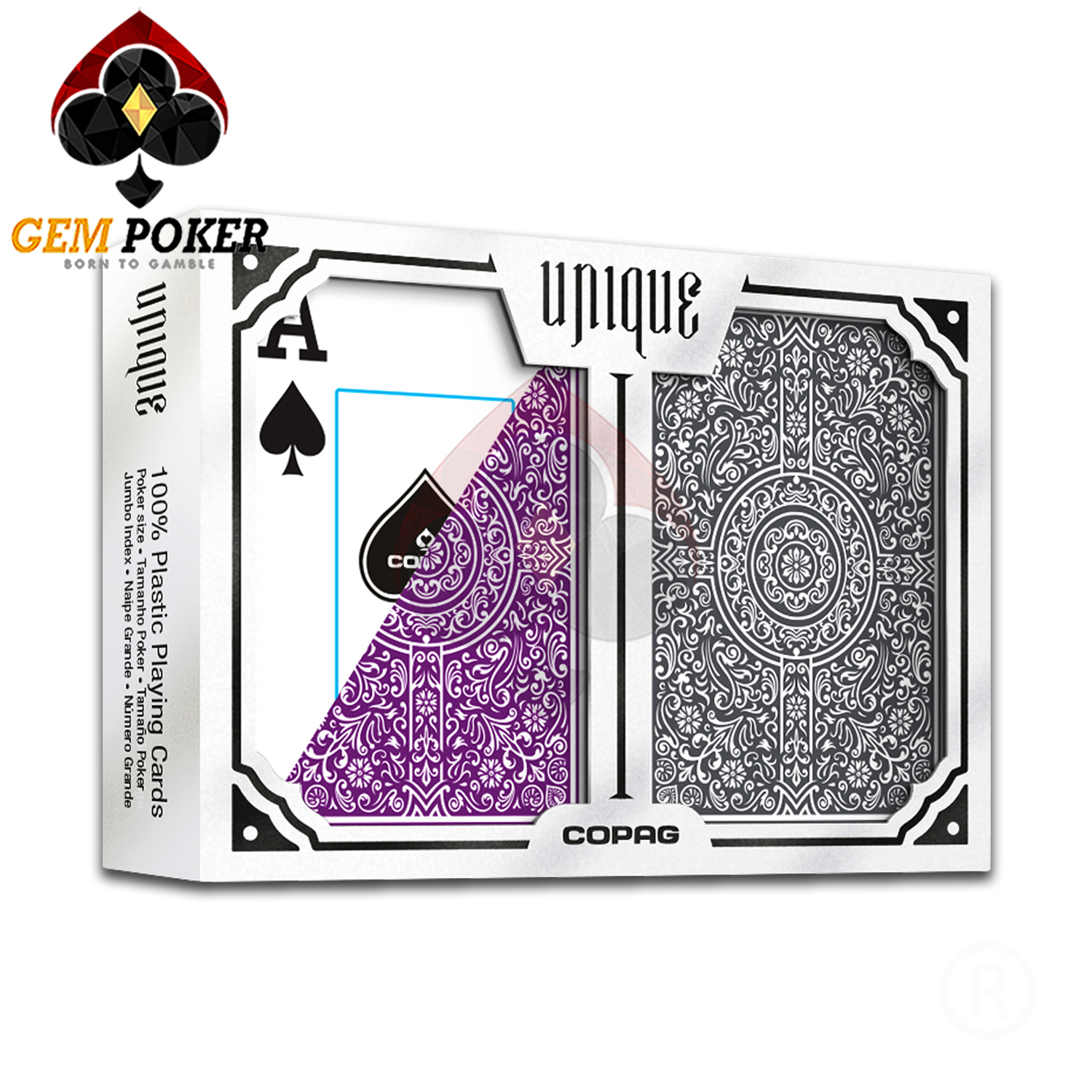 POKER COPAG UNIQUE PURPLE/GRAY 100% PLASTIC