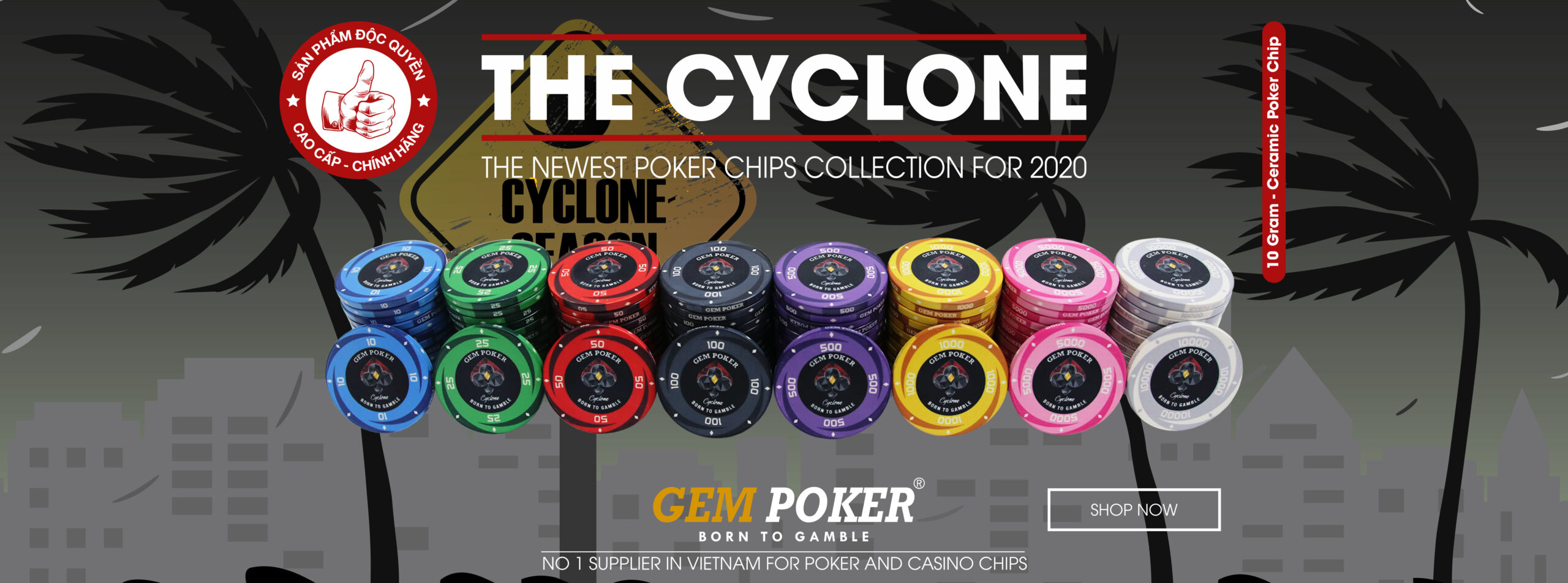 PREMIUM CERAMIC POKER CHIP SET 500 CYCLONE