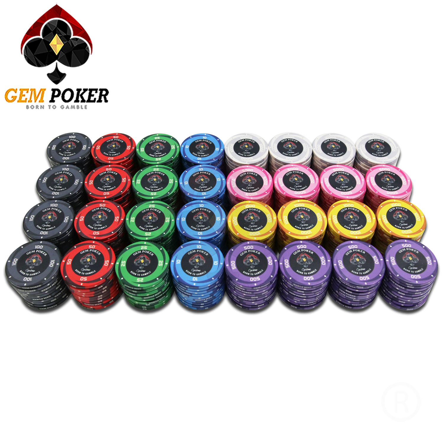 VALI 500 CHIP POKER TRAVEL CERAMIC CYCLONE