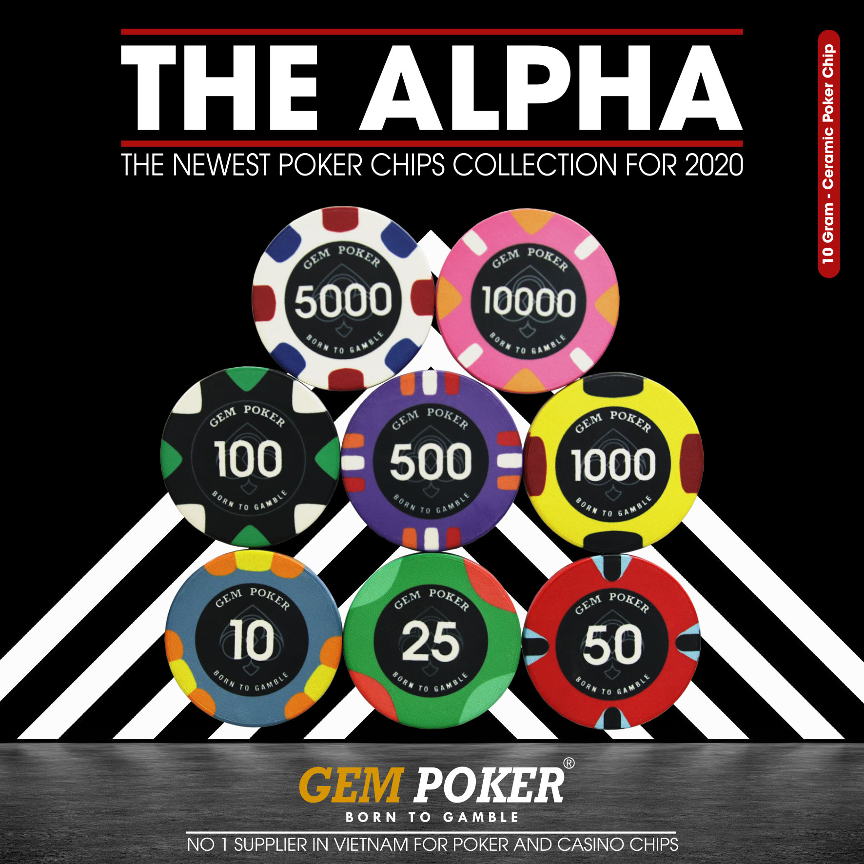 VALI 500 CHIP POKER SỨ CERAMIC ALPHA