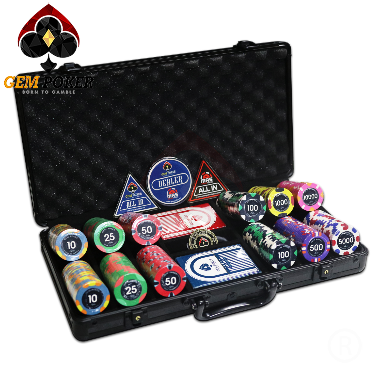 VALI 300 CHIP POKER SỨ ALPHA CERAMIC