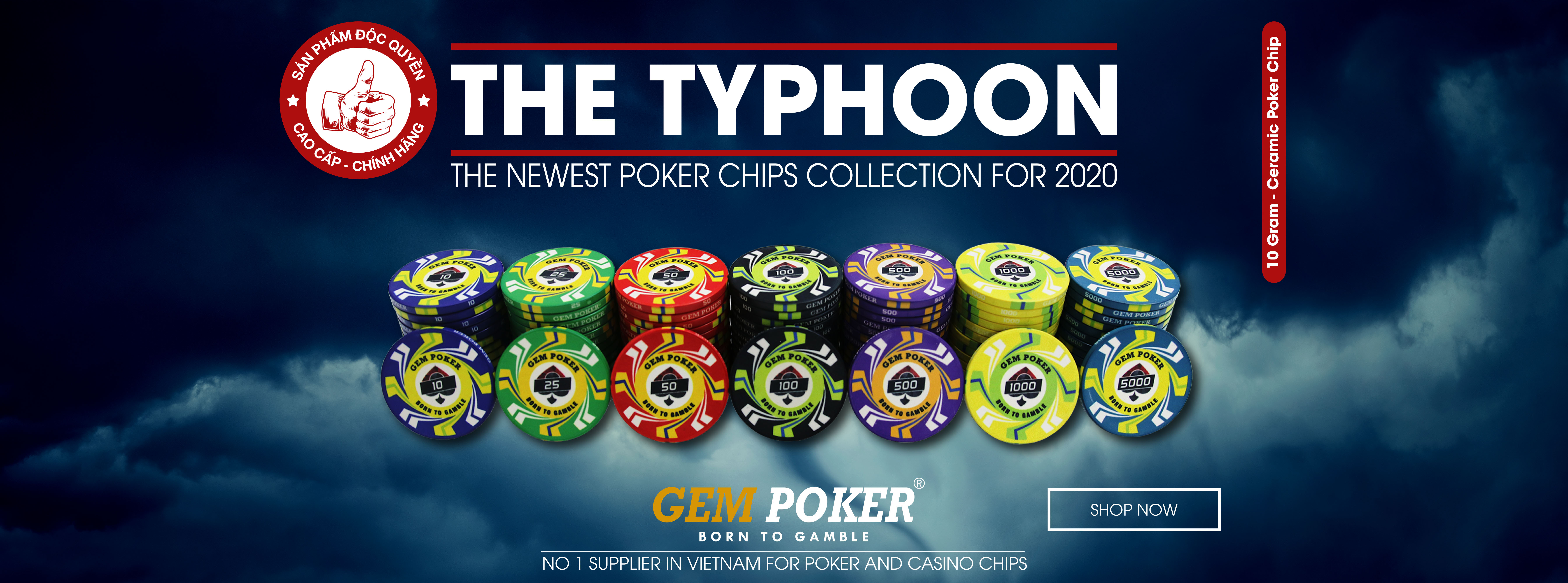 PREMIUM CERAMIC POKER CHIP SET 500 TYPHOON