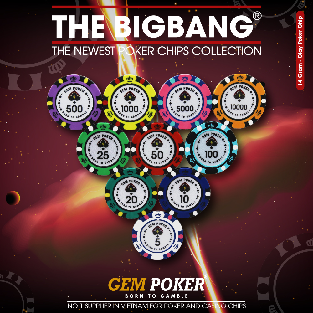 VALI 300 CHIP POKER CÓ SỐ BIGBANG CLAY 3 TONES