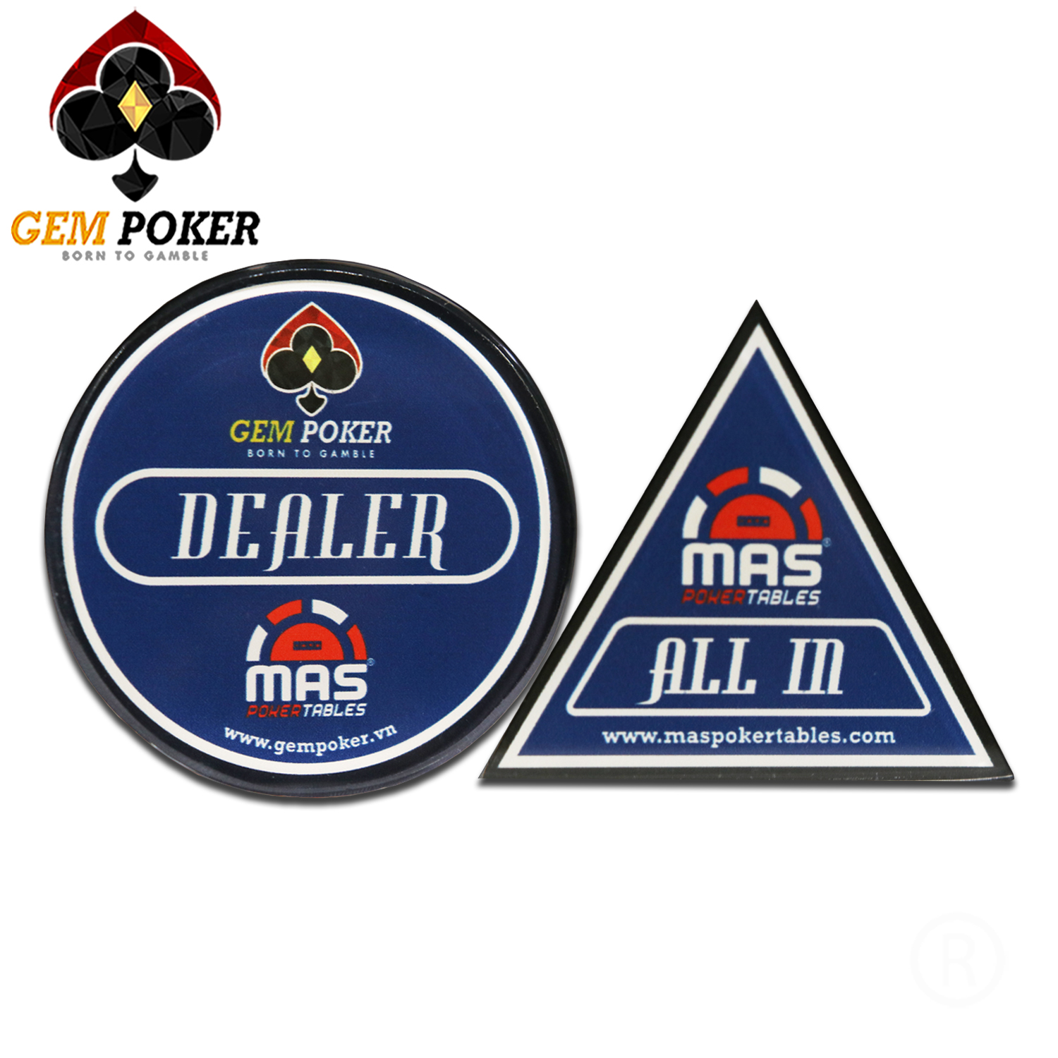 NÚT DEALER ALL-IN GEM POKER BLUE