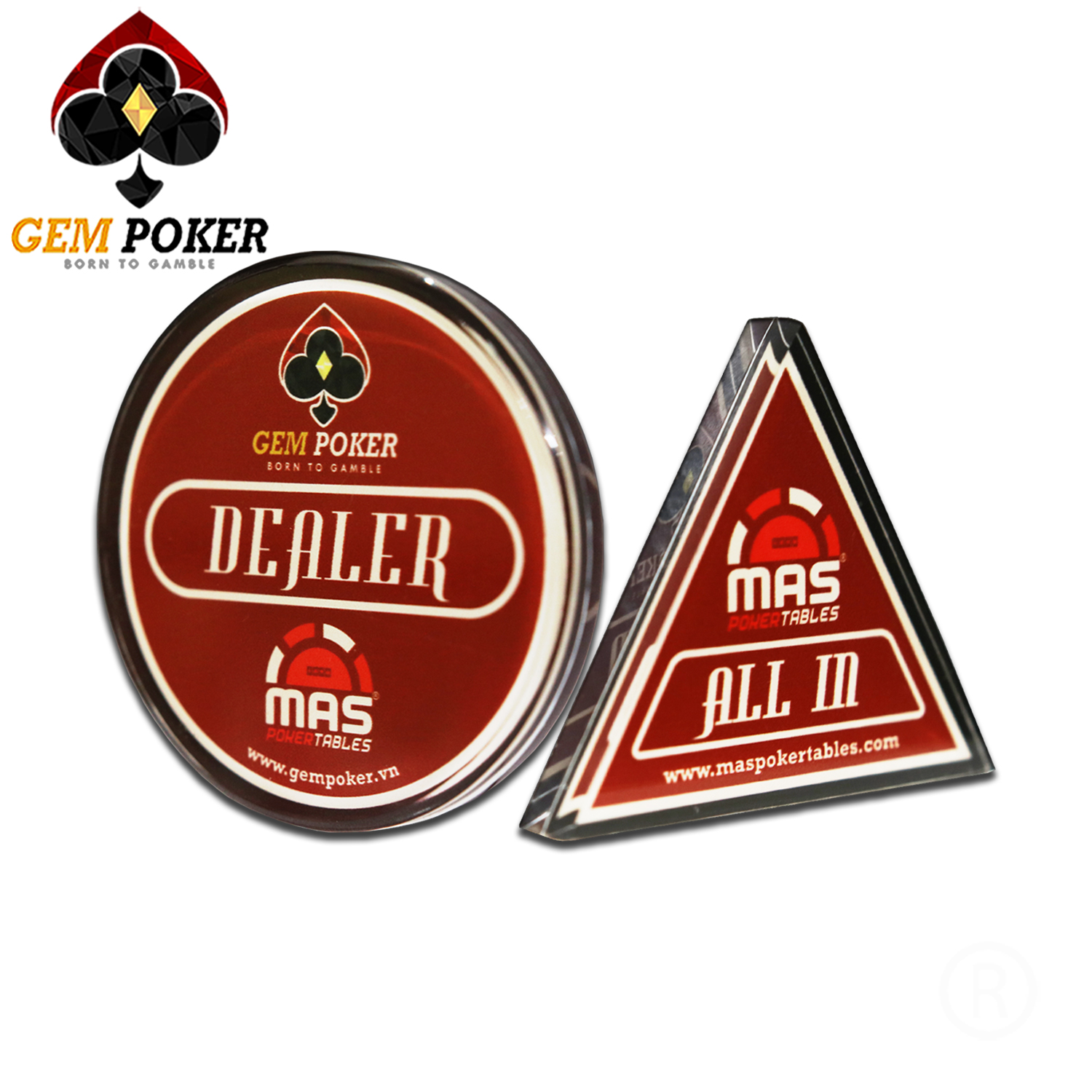 NÚT DEALER ALL-IN GEM POKER RED