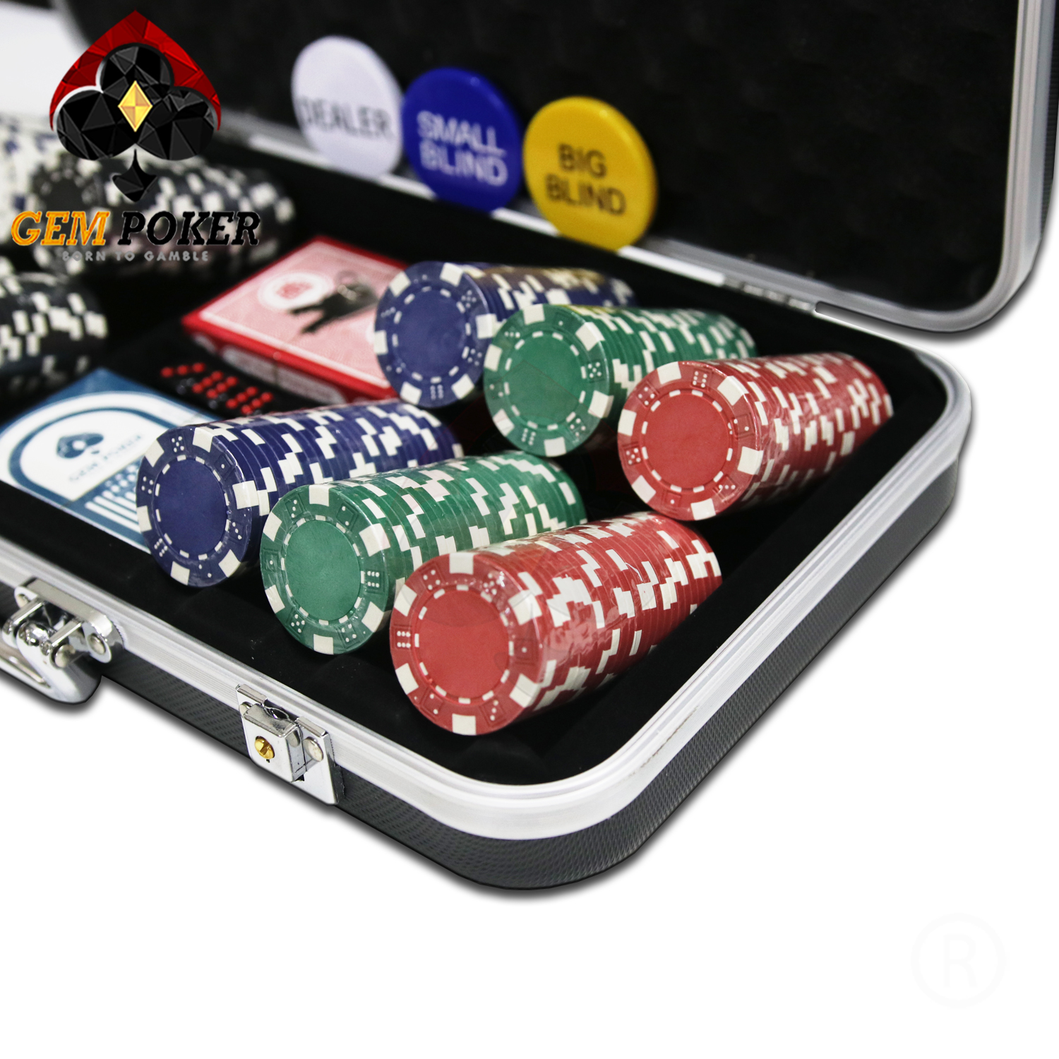 SET 300 PLASTIC POKER CHIPS 5 COLORS