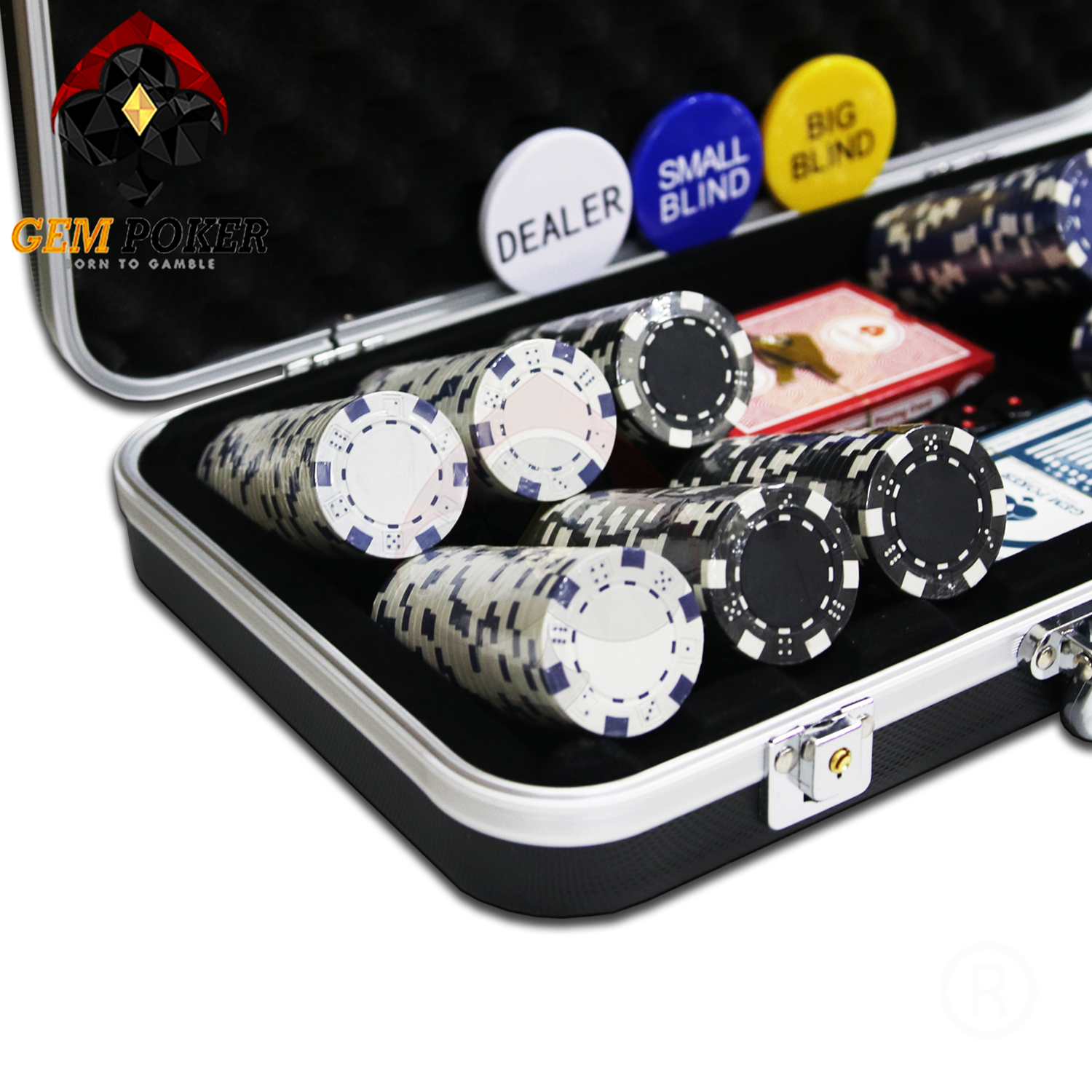 SET 300 PLASTIC POKER CHIPS 5 COLORS