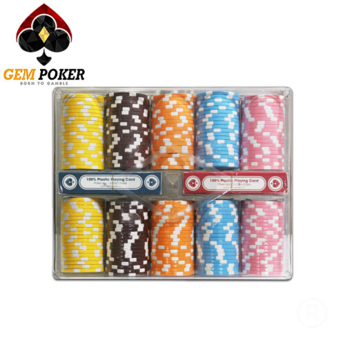 SET 200 POKER CHIPS ABS 5 COLORS