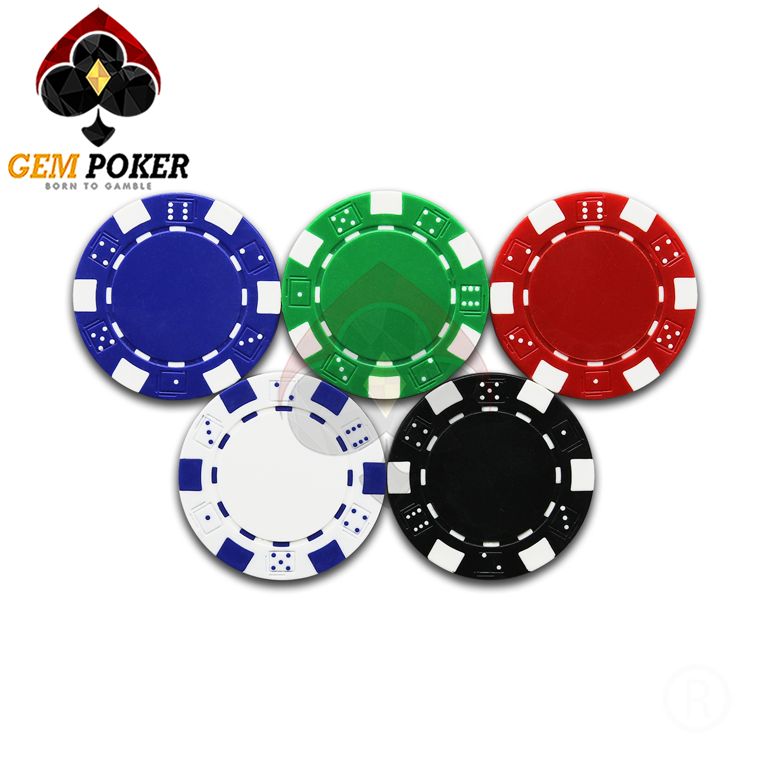 SET 300 PLASTIC POKER CHIPS 5 COLORS