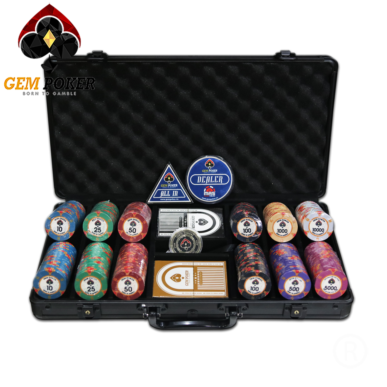 VALI 300 CHIP POKER SỨ GEM OX