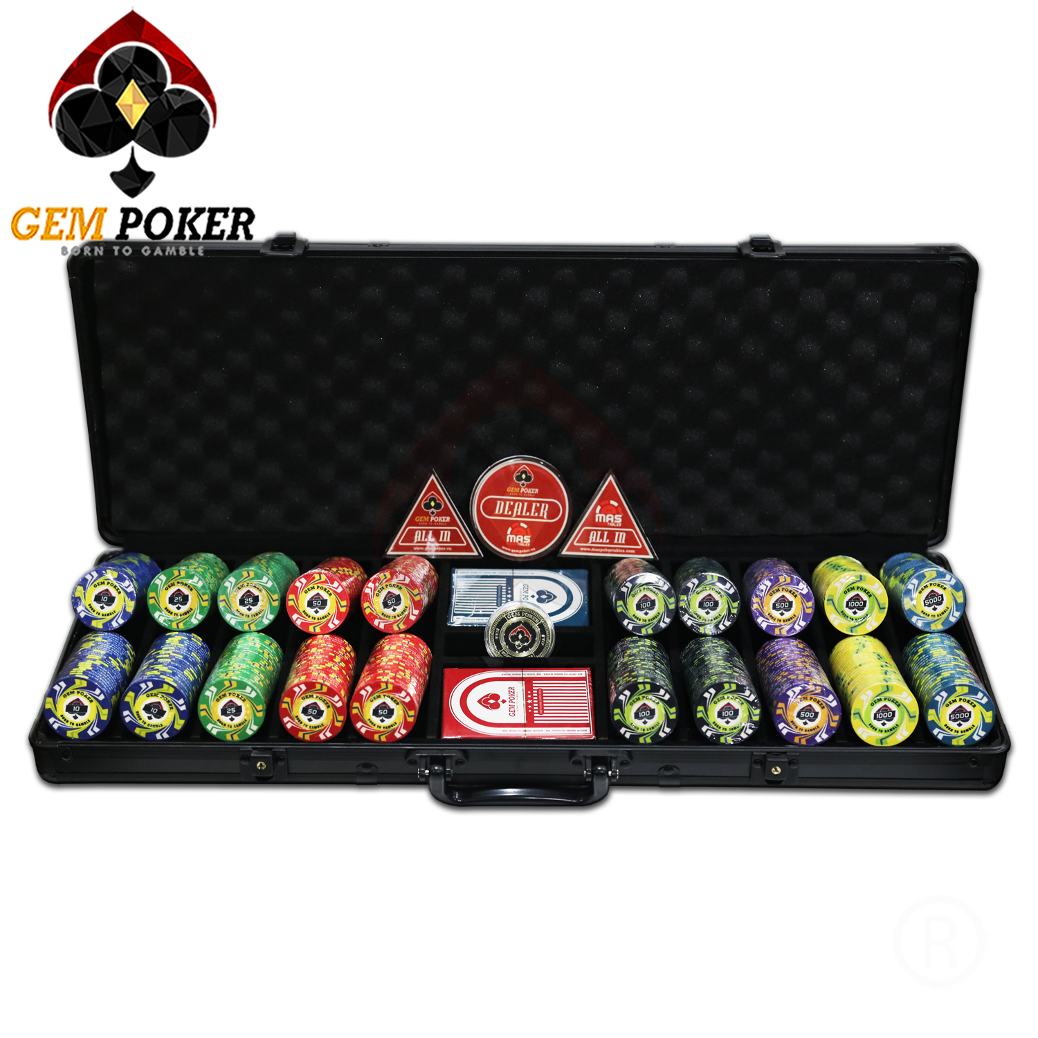 VALI 500 CHIP POKER SỨ CERAMIC TYPHOON CAO CẤP