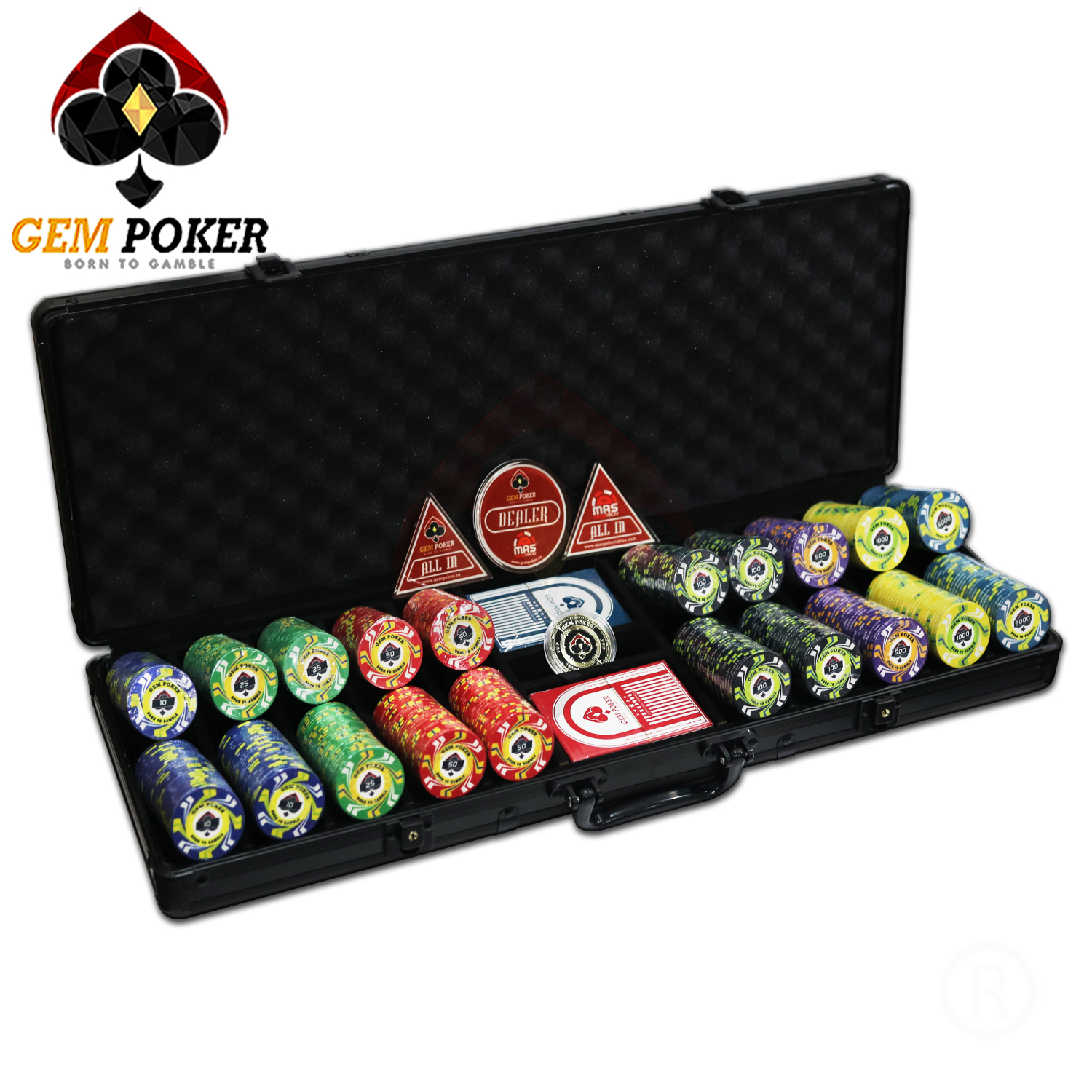 VALI 500 CHIP POKER SỨ CERAMIC TYPHOON CAO CẤP