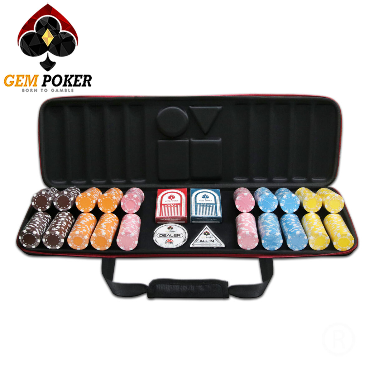 TRAVEL SET 500 ABS POKER CHIPS 5 COLORS