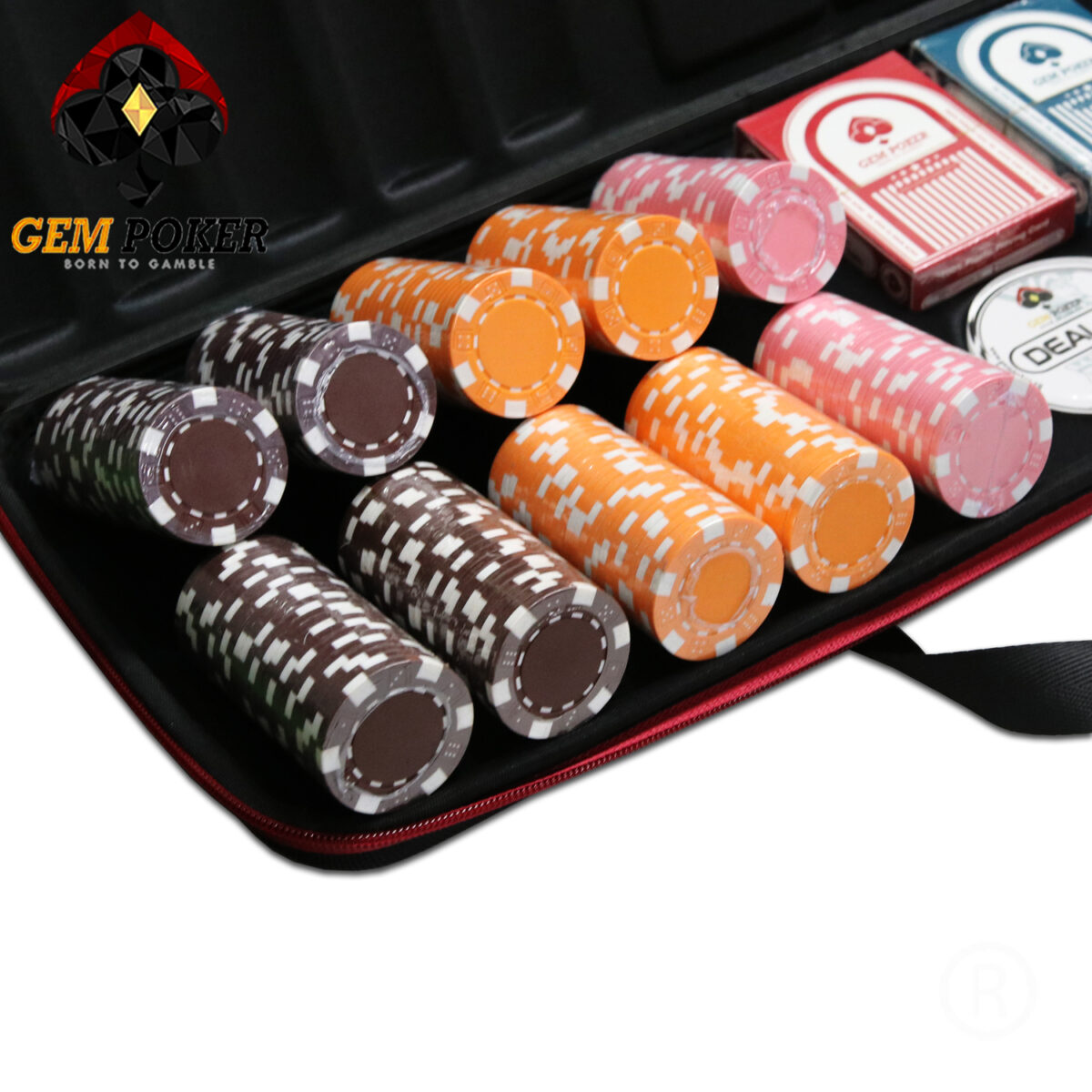 TRAVEL SET 500 ABS POKER CHIPS 5 COLORS