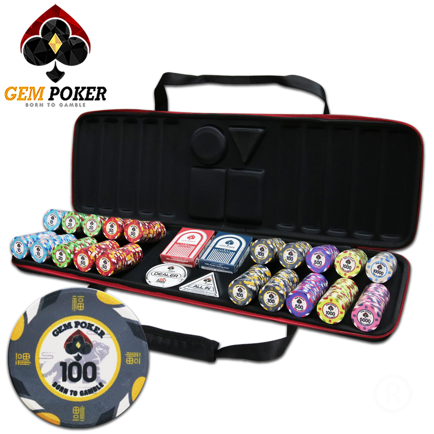 Print chip poker sứ gem tiger