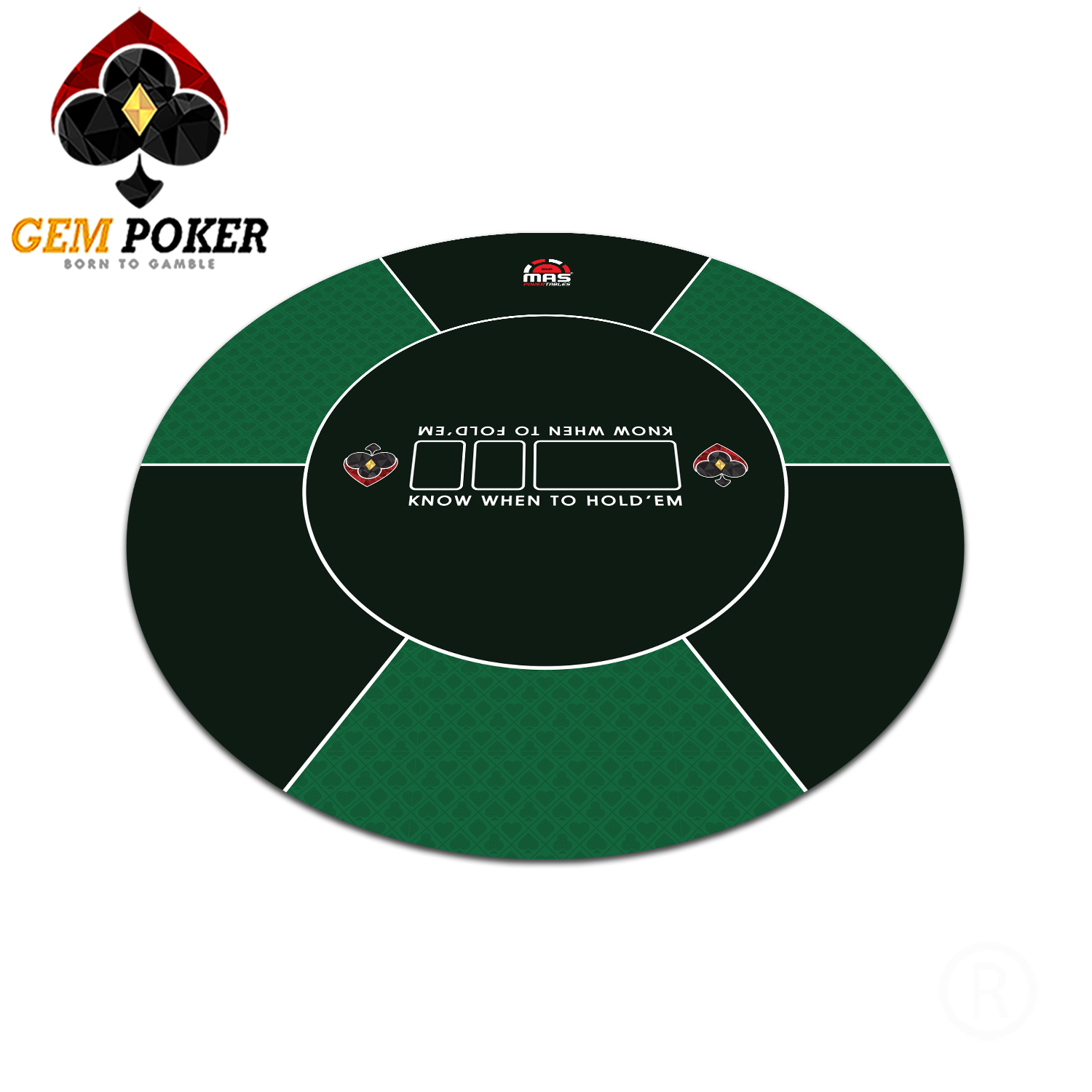 Print thảm poker tròn gem green