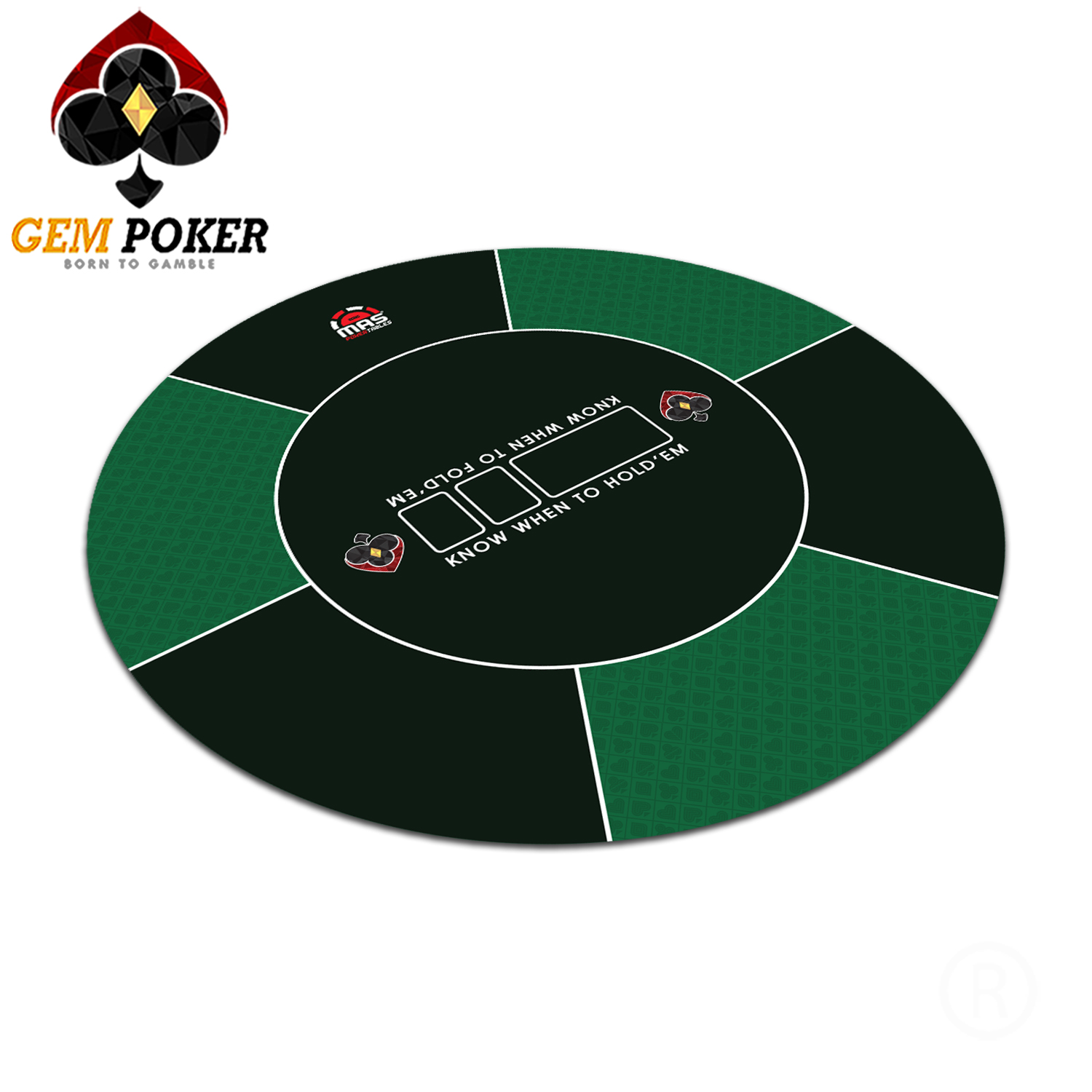 Print thảm poker tròn gem green
