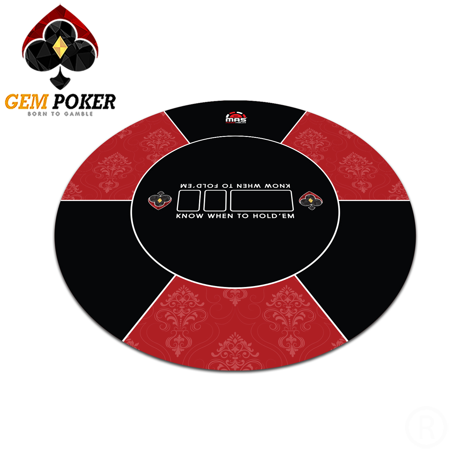 Print THẢM POKER TRÒN GEM RED