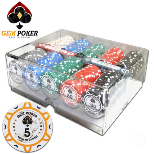 SET 200 CHIP POKER GEM LUNA CLAY 3 TONES