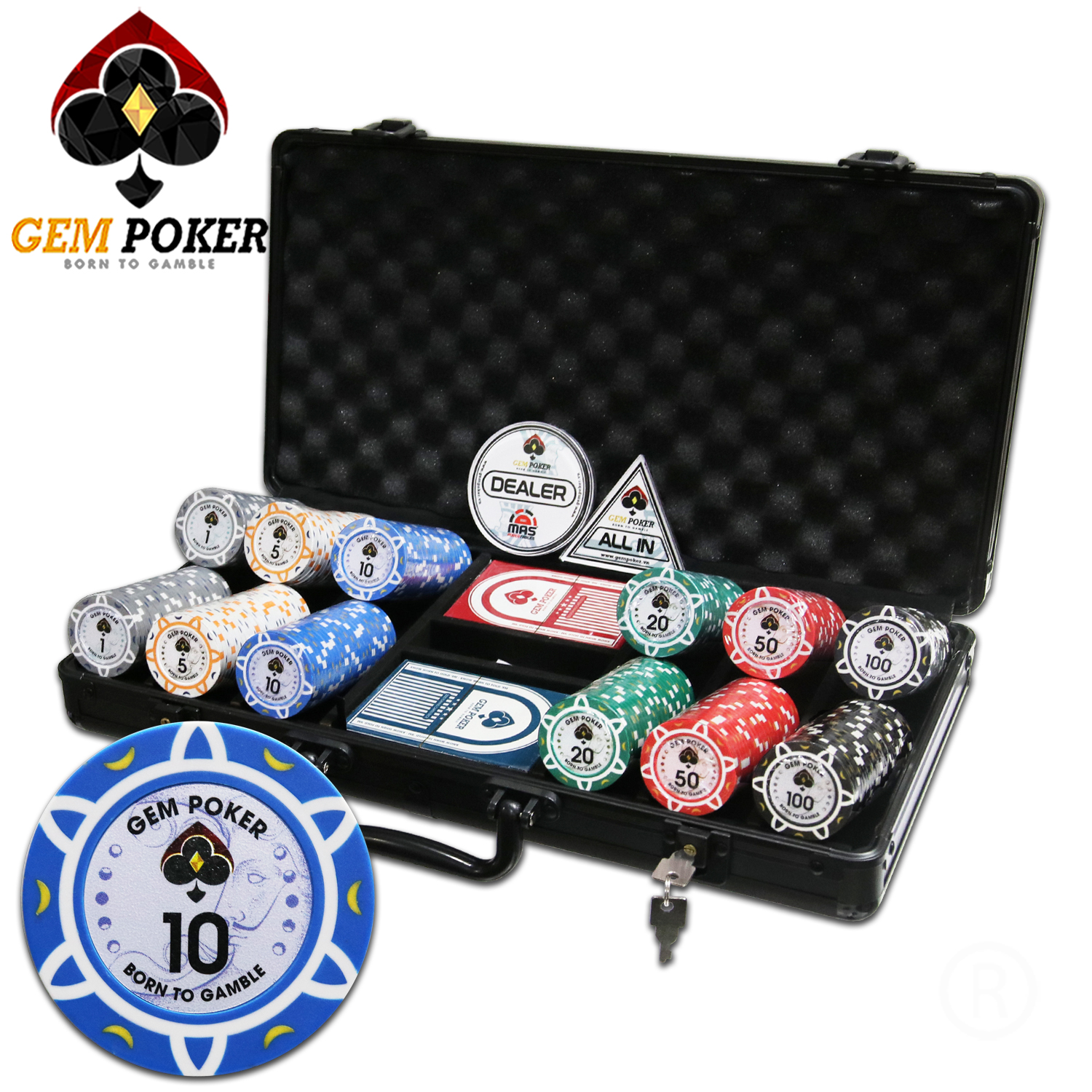 300 CHIP POKER GEM LUNA SET 300 POKER CHIP GEM LUNA