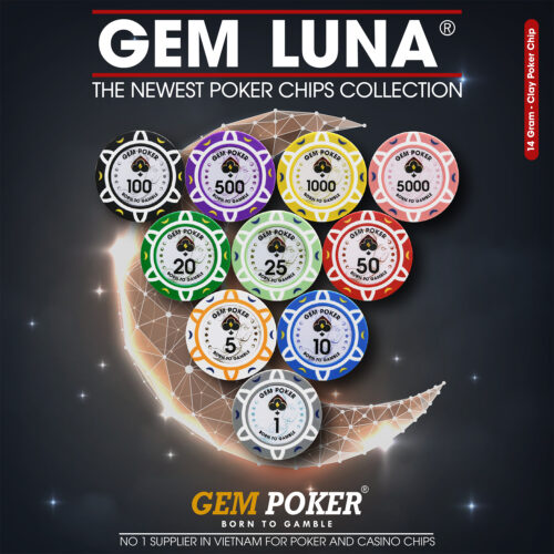 VALI 300 CHIP POKER GEM LUNA CLAY 3 TONES