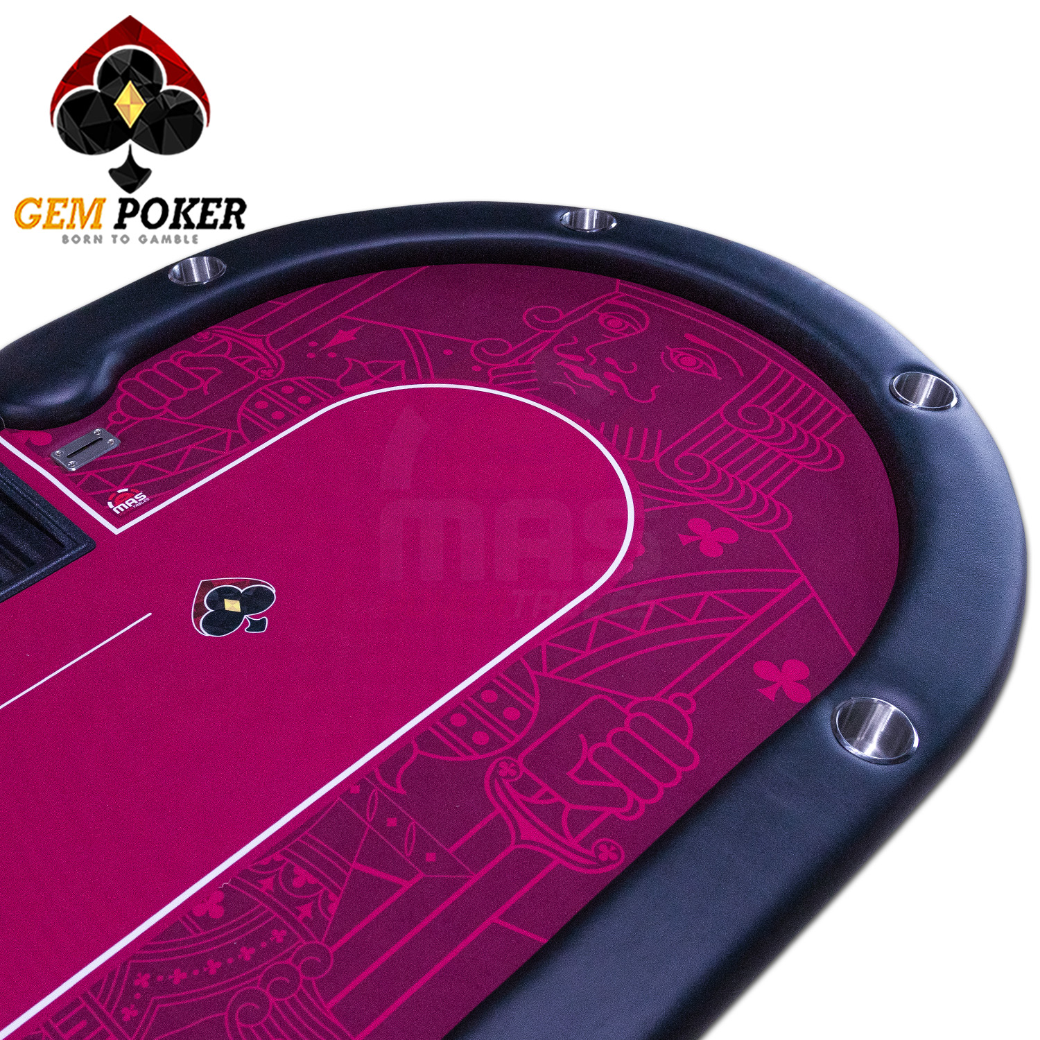 Bàn poker đỏ tím GEMPOKER toàn cảnh, vải lycra mịn và chống trượt