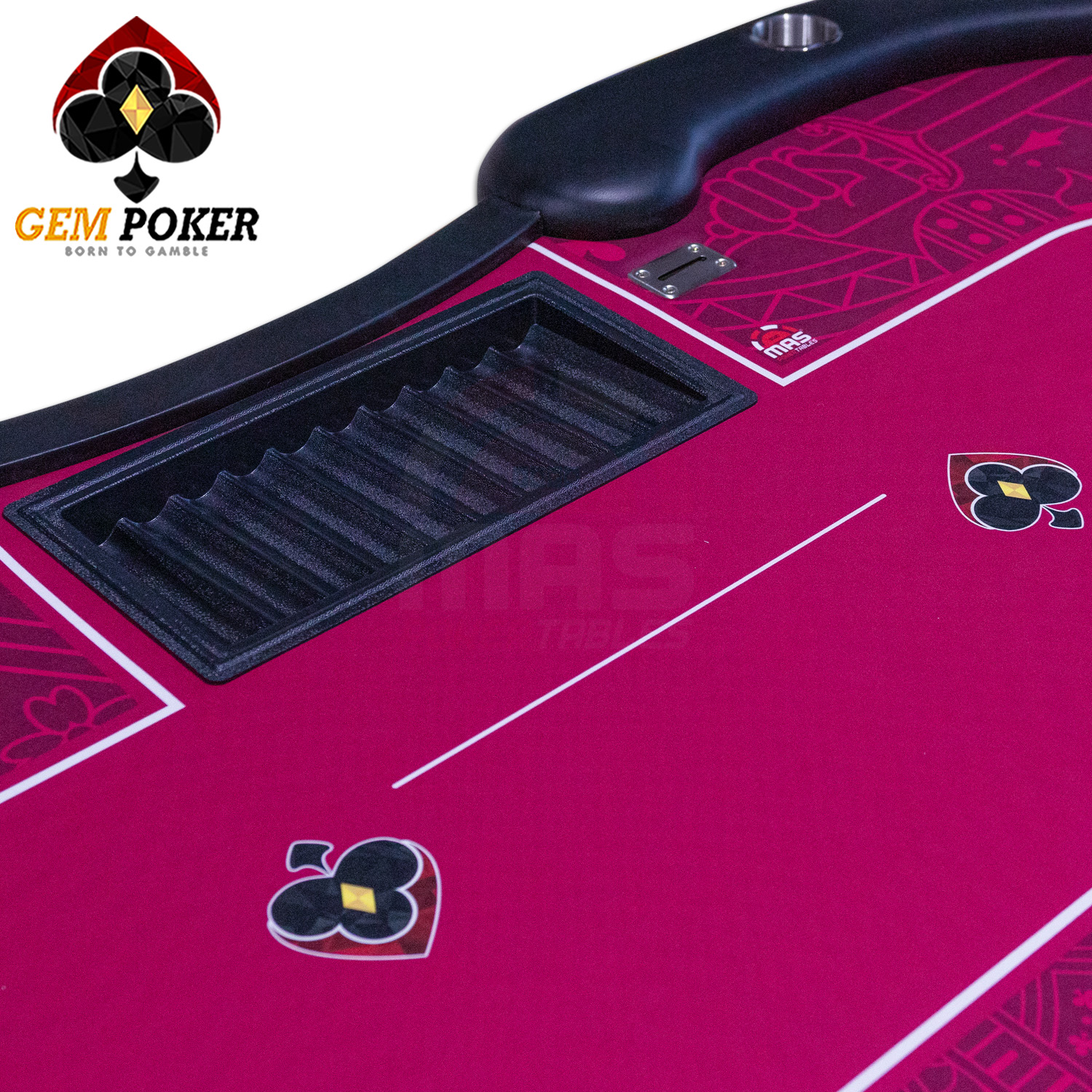 Mặt bàn poker đỏ tím kèm khay chip chia bài chuyên nghiệp