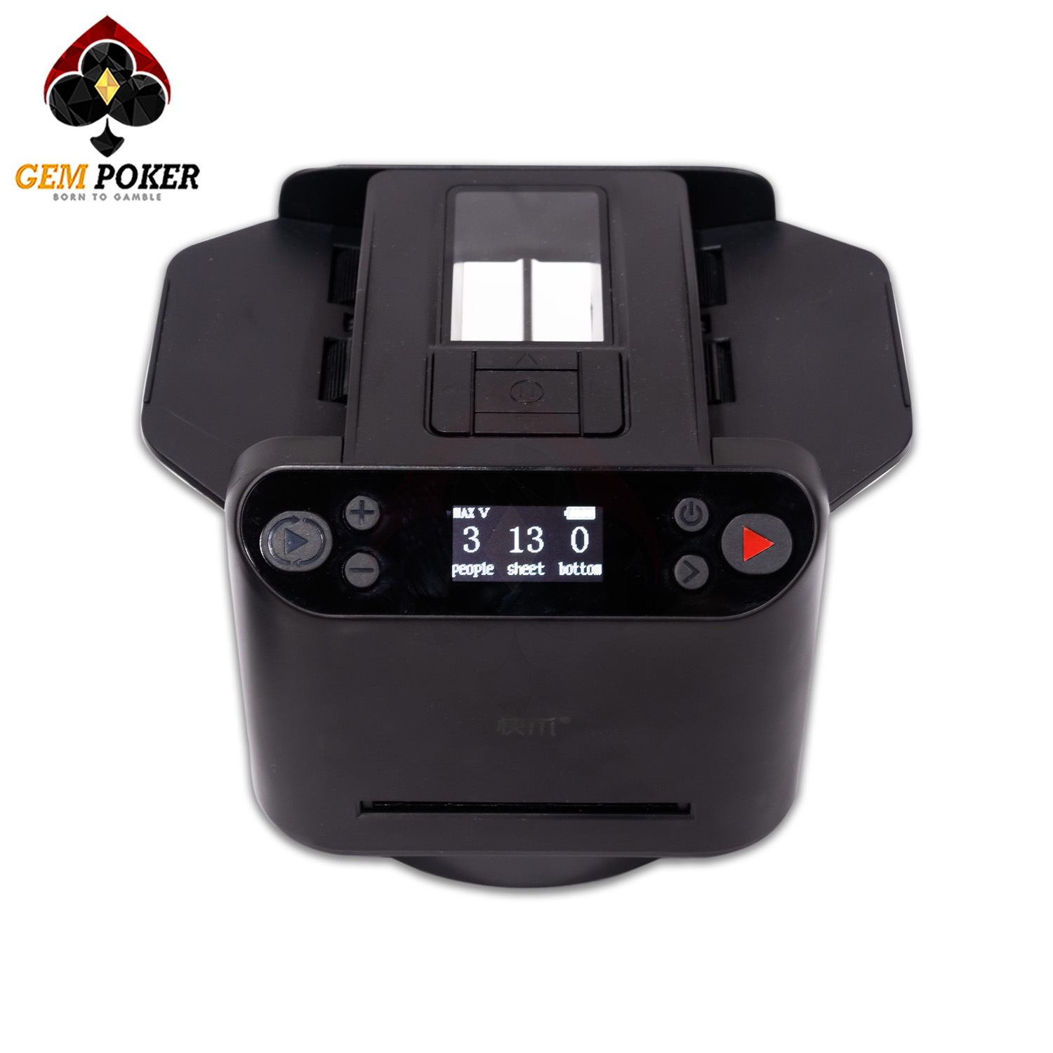 Máy chia bài SPINDEALER màu đen góc nghiêng, thiết kế nhỏ gọn, hiện đại