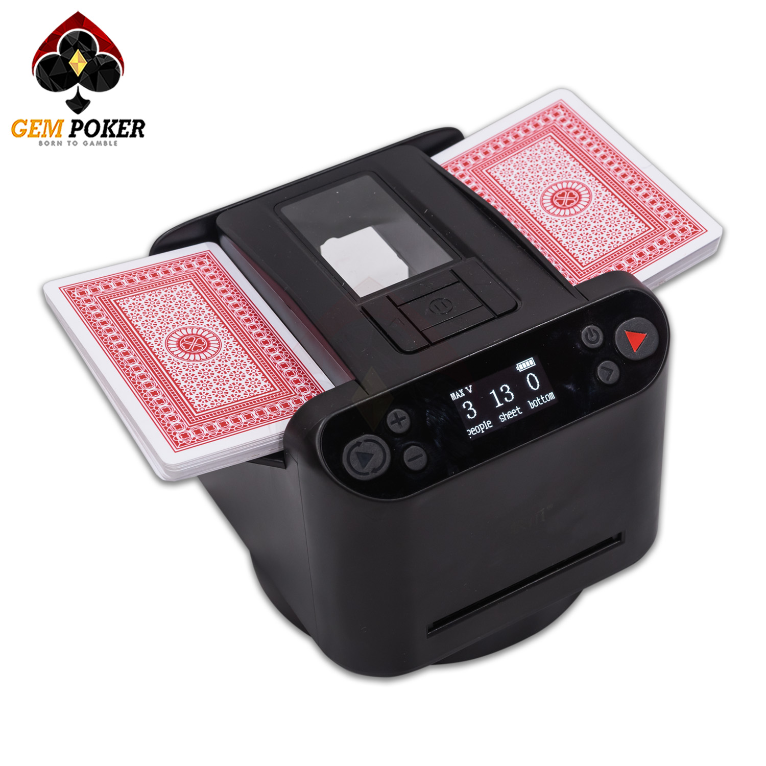 Máy chia bài SPINDEALER 2in1 đang hoạt động chia bộ bài tự động