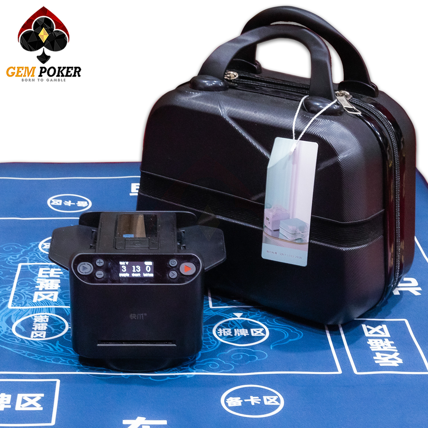 Máy chia xào bài SPINDEALER 2in1 màu đen, màn hình LED rõ nét, thiết kế hiện đại, dùng trong poker club