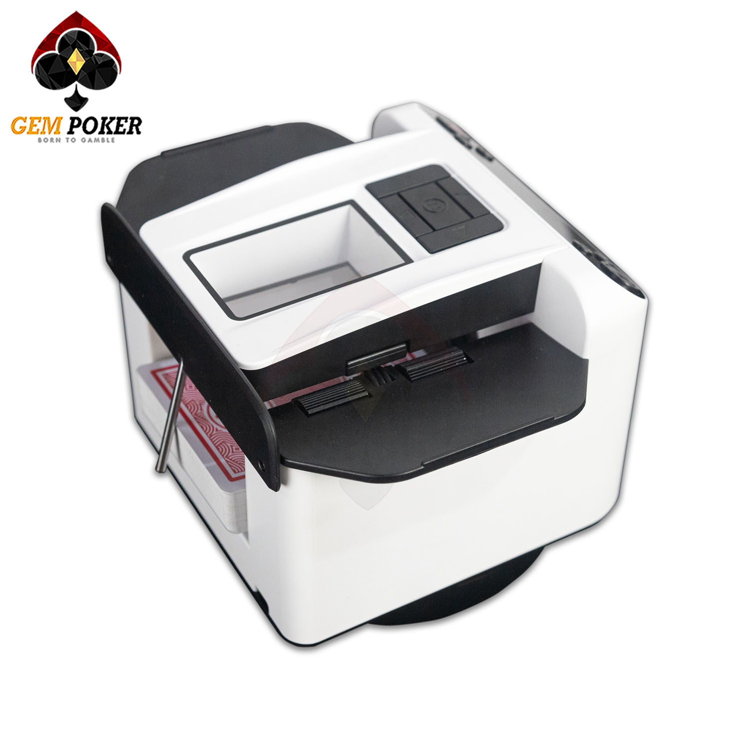 Góc nghiêng máy chia bài SPINDEALER màu trắng, thiết kế sang trọng và tinh tế