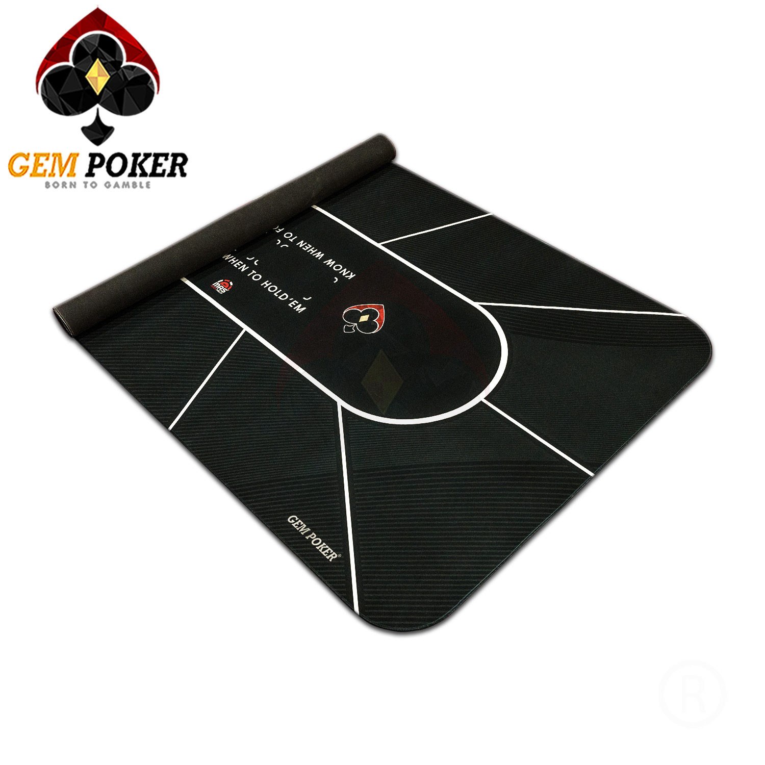 Thảm poker size lớn thương hiệu GEMPOKER, cuộn gọn dễ dàng, chất liệu cao su non, chống nước, có túi xách kèm theo