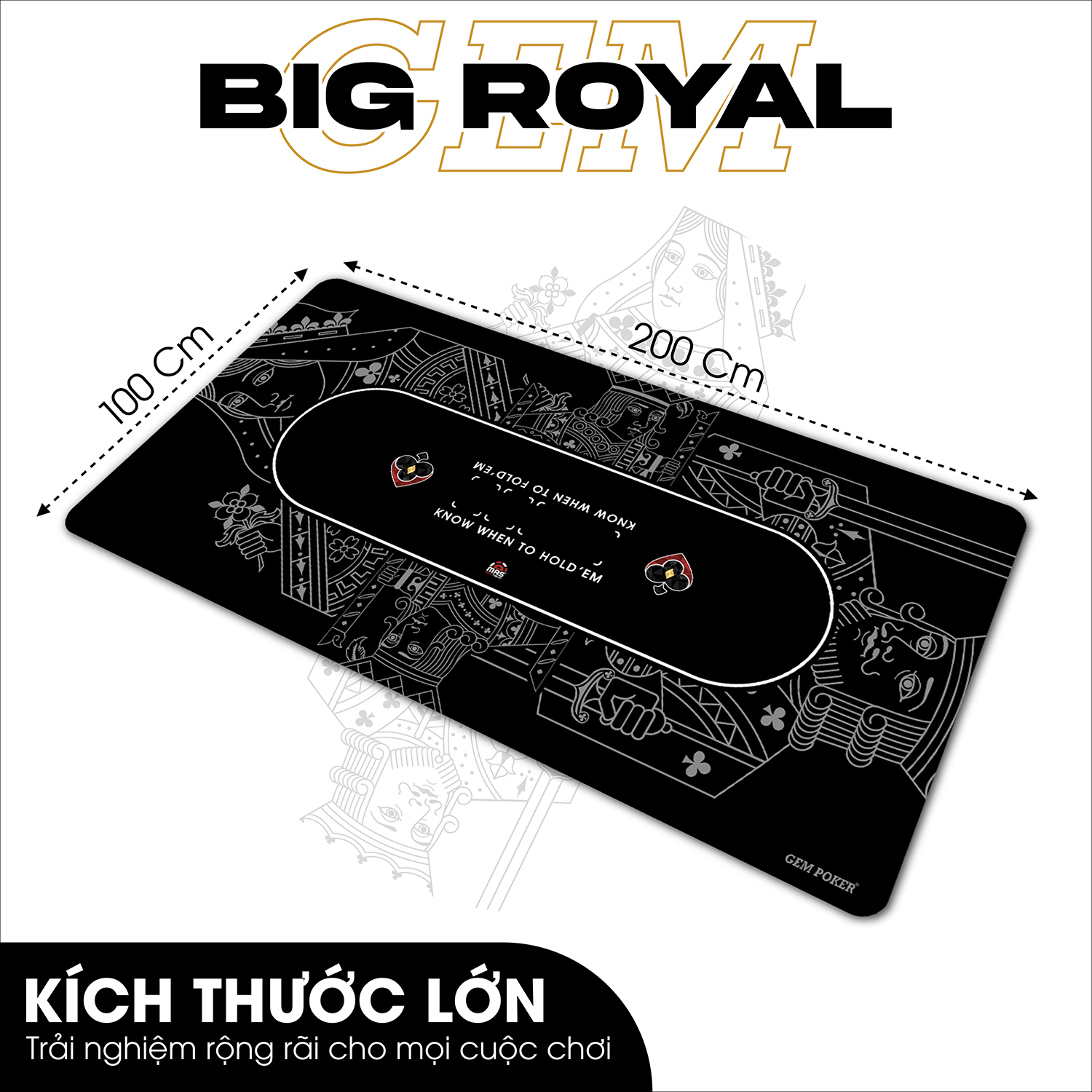 Thảm Poker Size Lớn GEMPOKER - Cuộn Gọn, Chống Nước, Kèm Túi Xách Thảm poker size lớn thương hiệu GEMPOKER, cuộn gọn dễ dàng, chất liệu cao su non, chống nước, có túi xách kèm theo