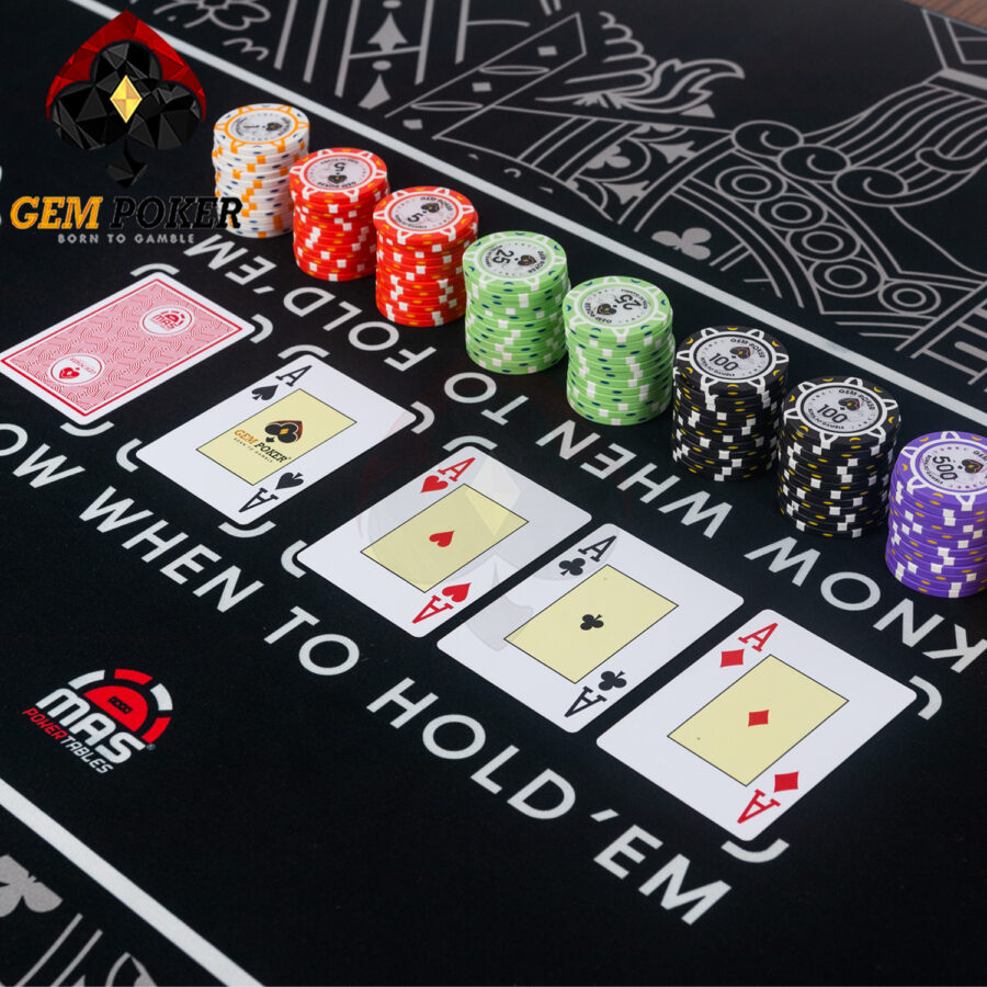 Thảm poker size lớn thương hiệu GEMPOKER, cuộn gọn dễ dàng, chất liệu cao su non, chống nước, có túi xách kèm theo