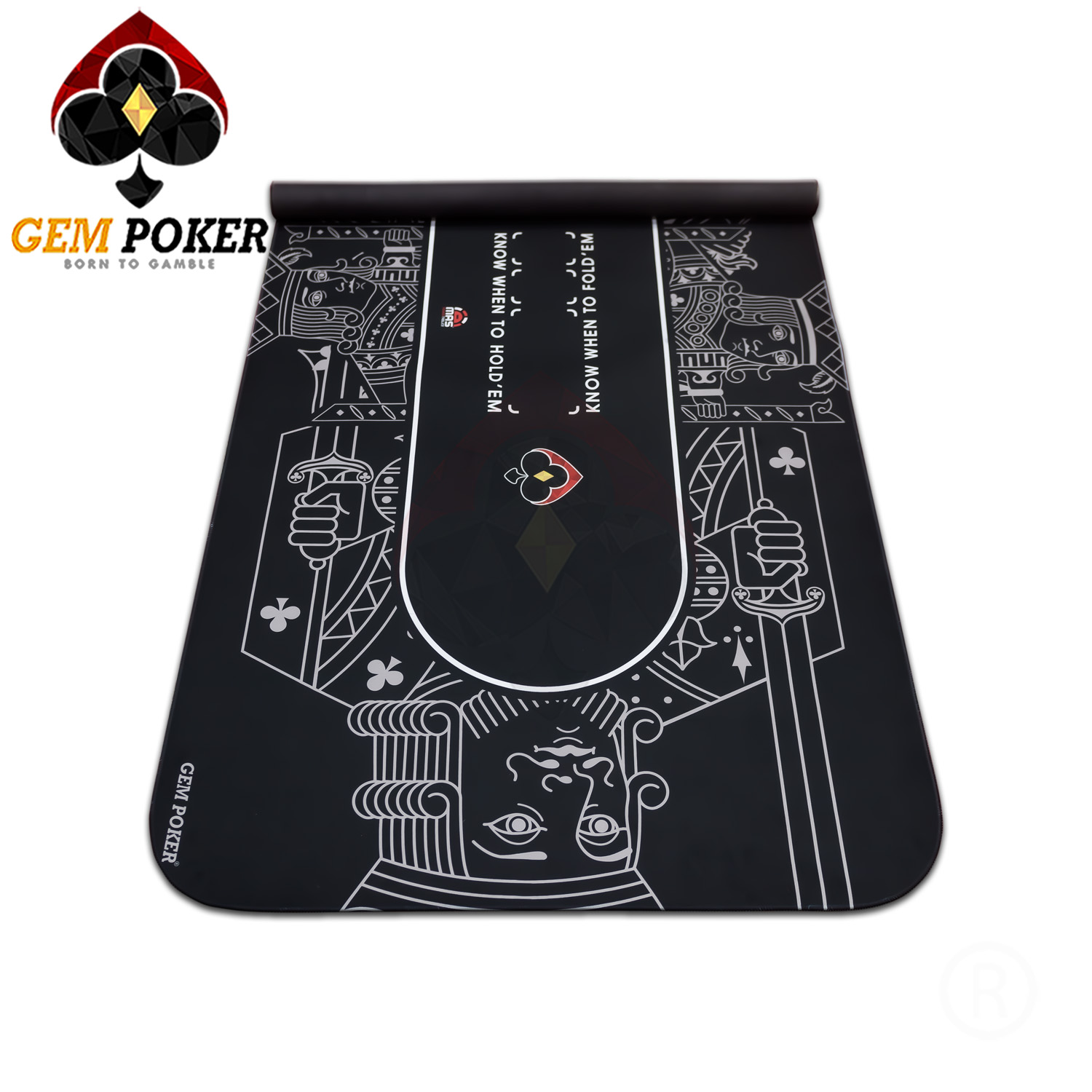 Thảm poker size lớn thương hiệu GEMPOKER, cuộn gọn dễ dàng, chất liệu cao su non, chống nước, có túi xách kèm theo