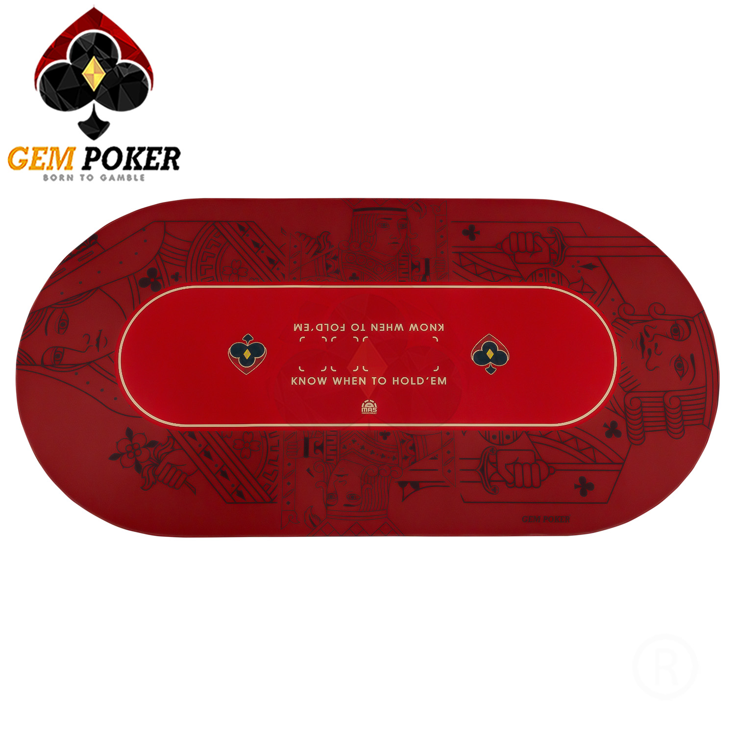 Thảm poker size lớn thương hiệu GEMPOKER, cuộn gọn dễ dàng, chất liệu cao su non, chống nước, có túi xách kèm theo