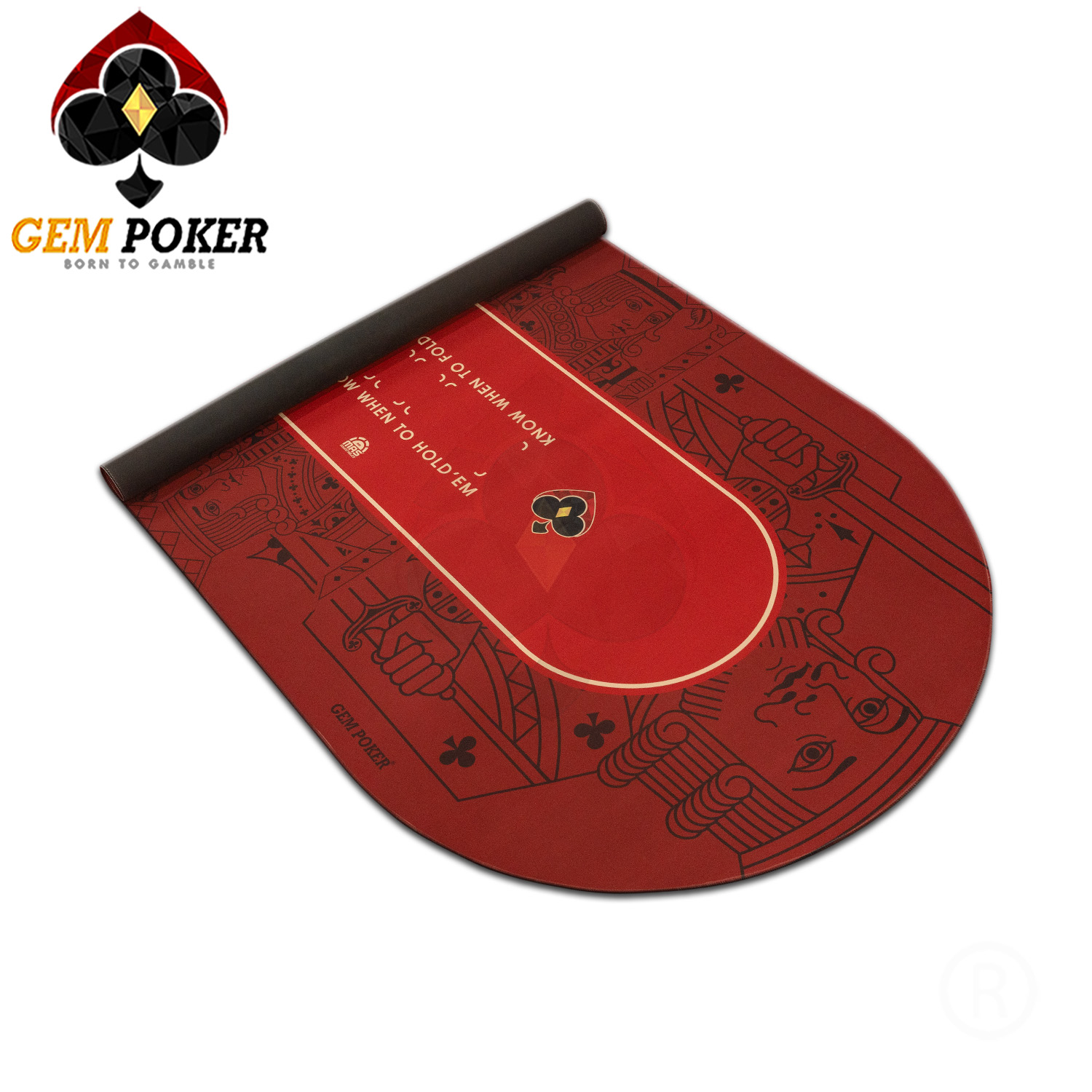 Thảm poker size lớn thương hiệu GEMPOKER, cuộn gọn dễ dàng, chất liệu cao su non, chống nước, có túi xách kèm theo